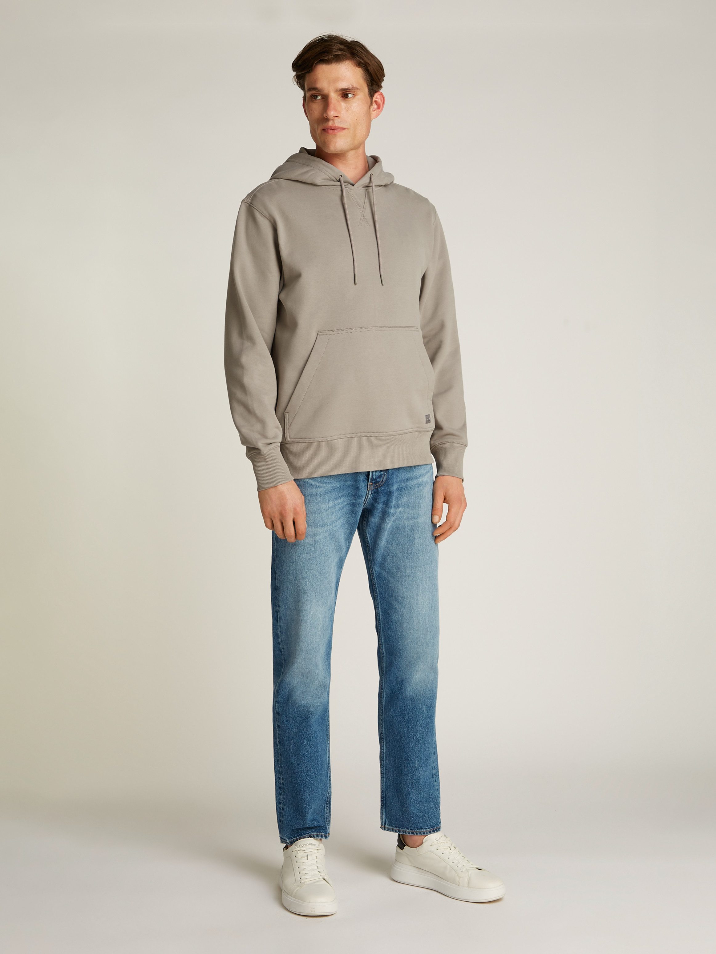 Calvin Klein Sweatshirt WOVEN LABEL HOODIE Kangoeroezak logoborduring