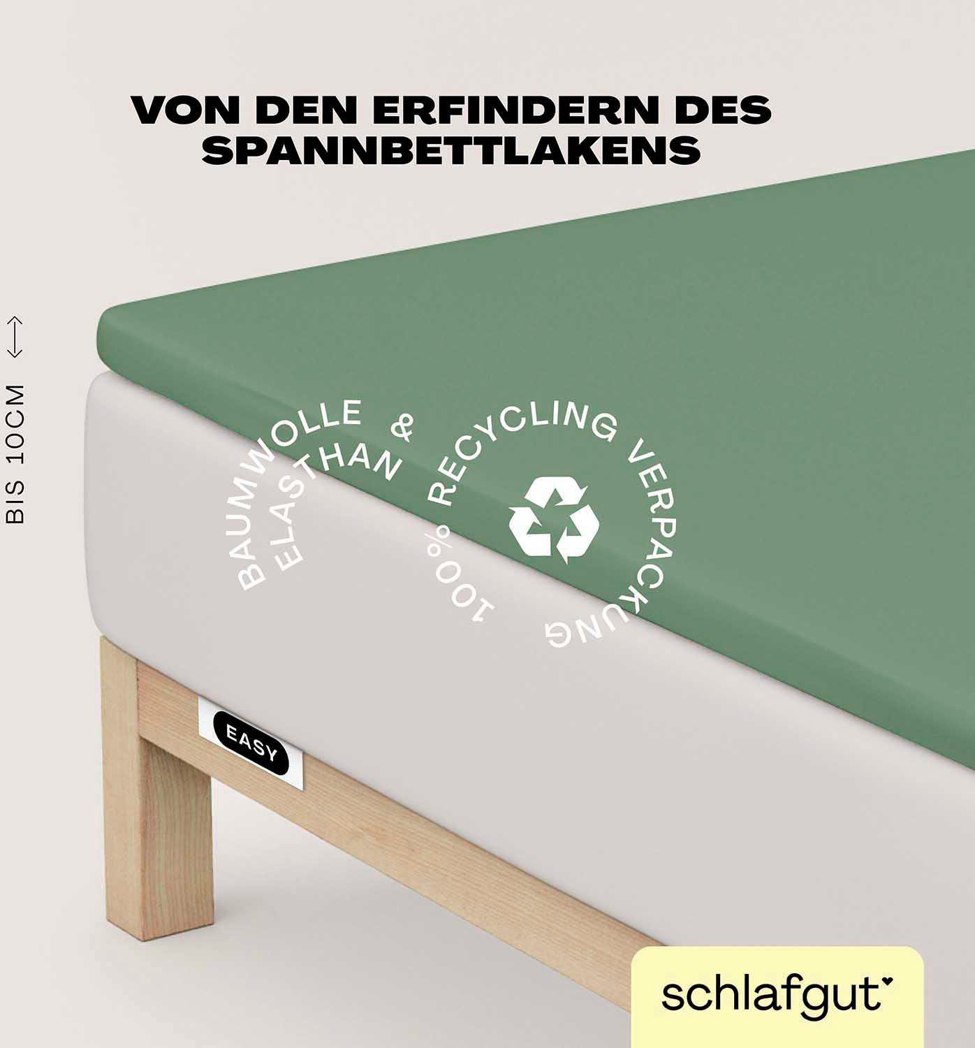 Schlafgut Hoeslaken EASY jersey elastaan topper (1 stuk) hoeslakens maat 120-130 cm x 200-220 cm groen