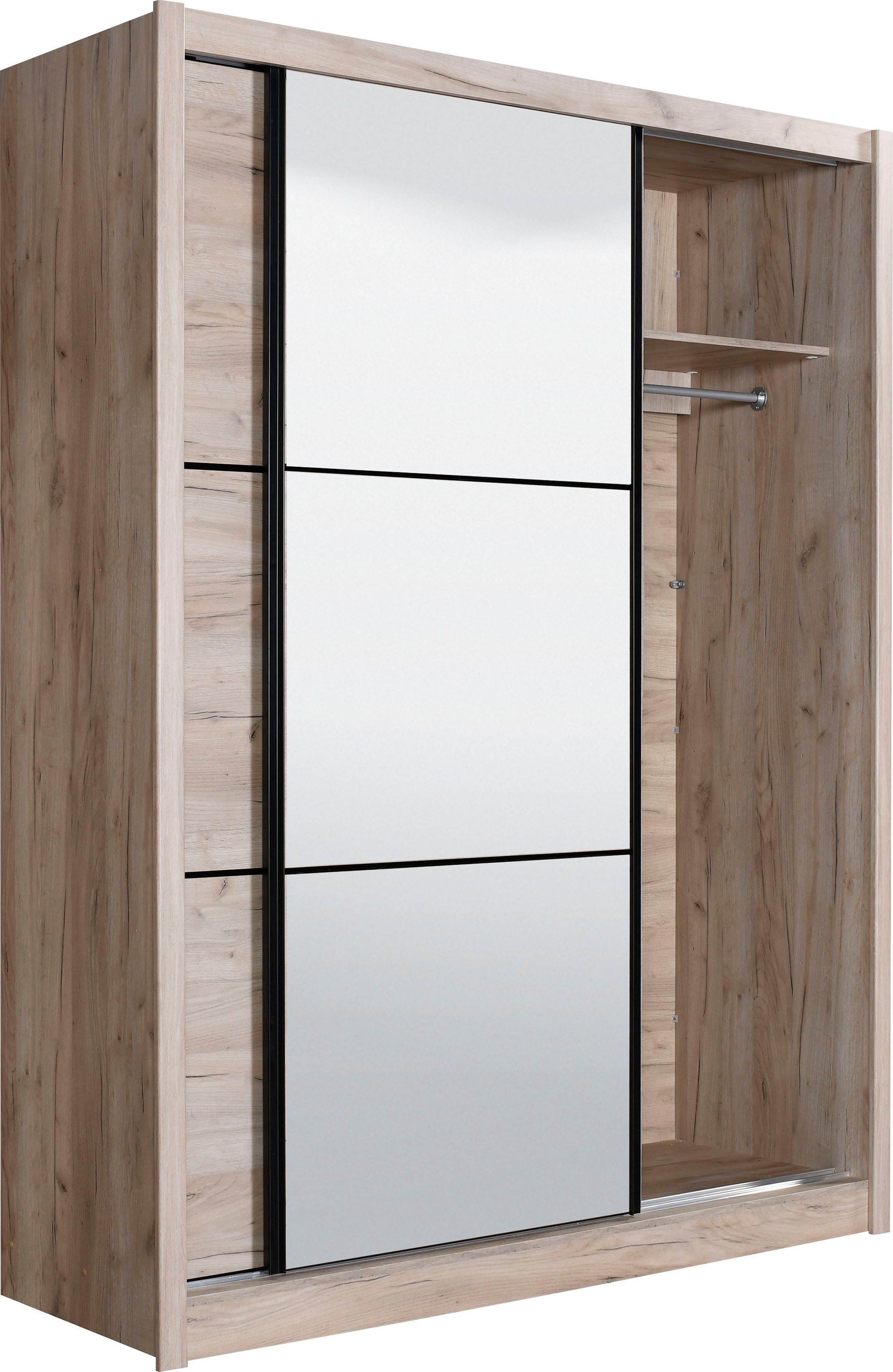 INOSIGN Zweefdeurkast Navara kledingkast met spiegel linnenkast garderobe met royale binnenuitrusting, fsc®-gecertificeerd, in 3 breedtes