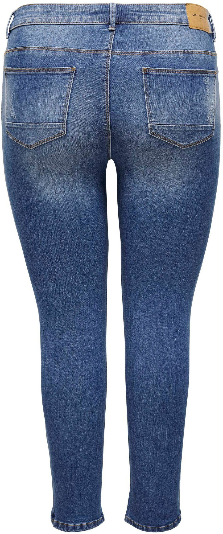 ONLY CARMAKOMA Skinny fit jeans CARKARLA REG SK ANKLE ZIP JNS met ritssluiting onder in de pijpen