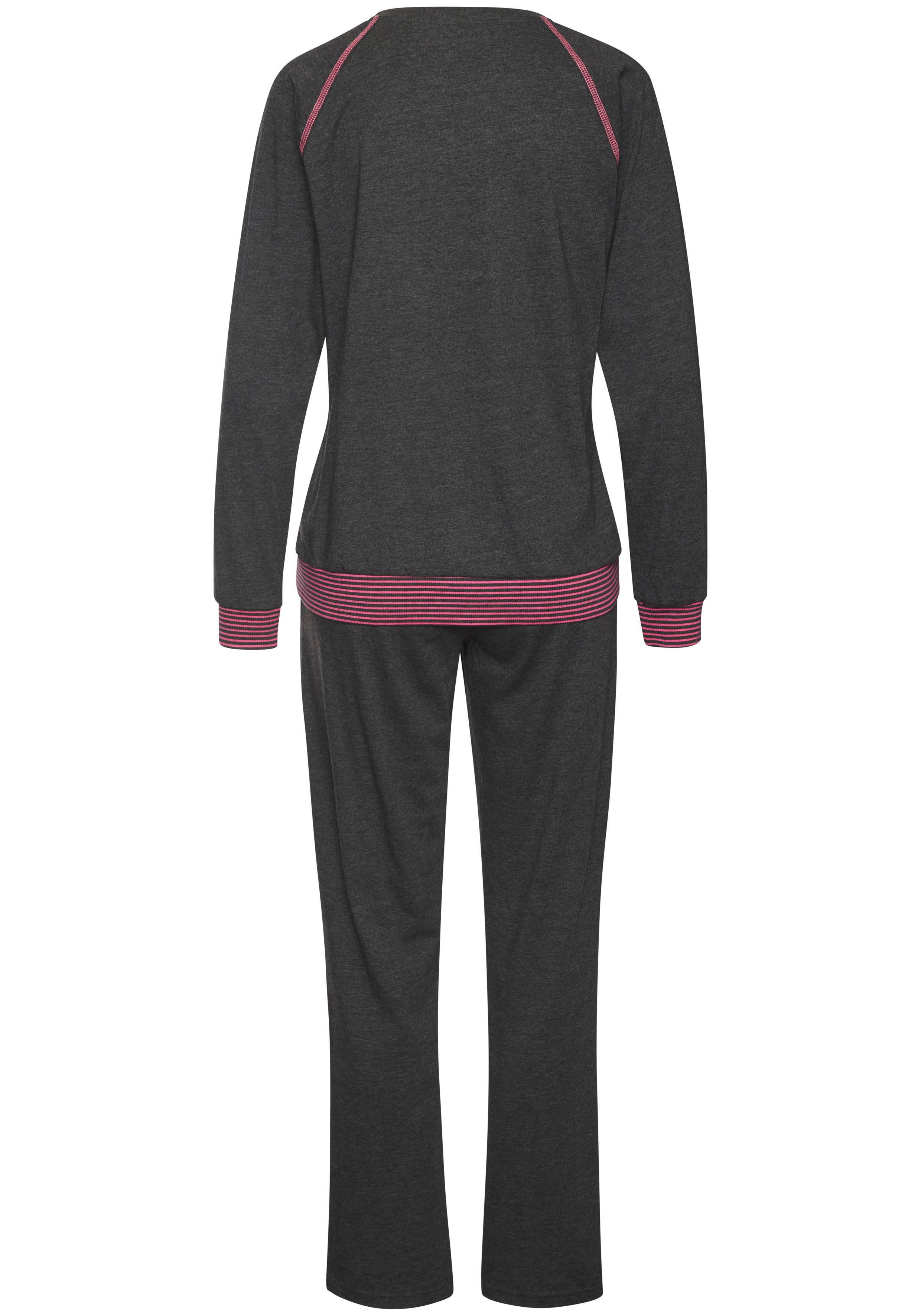 Vivance Dreams Pyjama met decoratieve flatlock-naden in neonkleuren (2-delig)