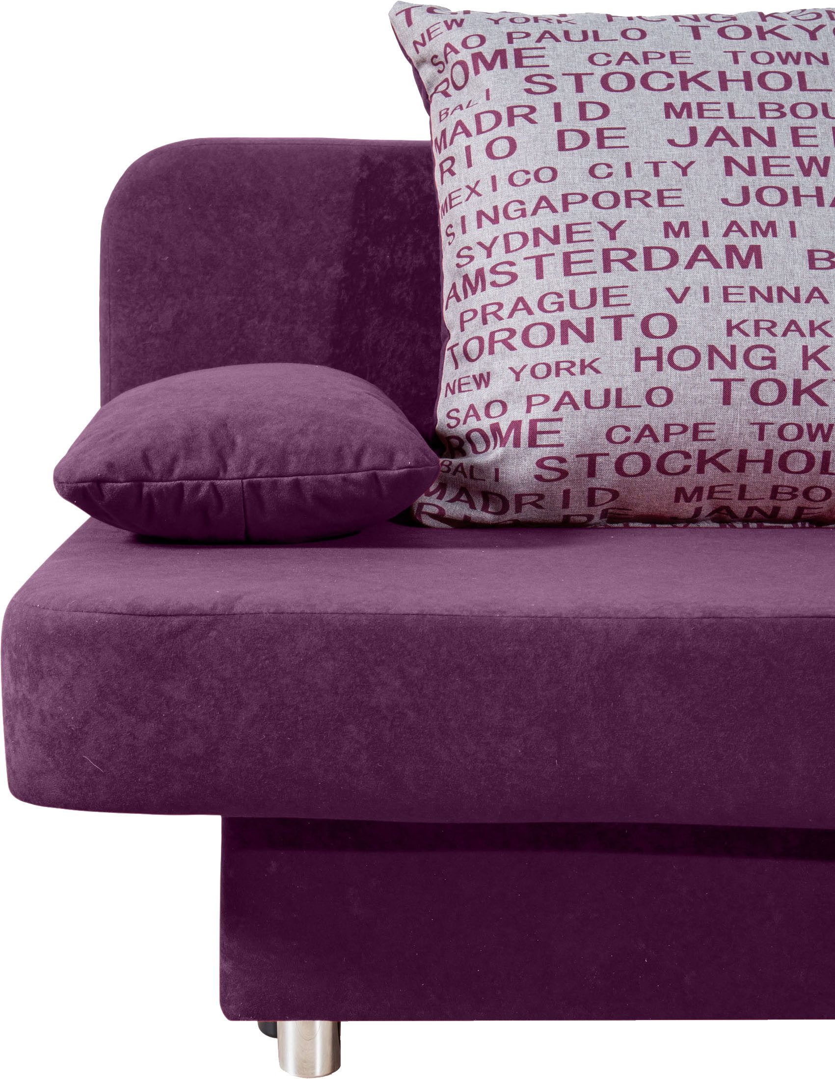 COLLECTION AB Slaapbank ULLA inclusief bedfunctie en opbergruimte Slaapbank, bedfunctie, bedlade, incl. rugkussens, armleuningkussens