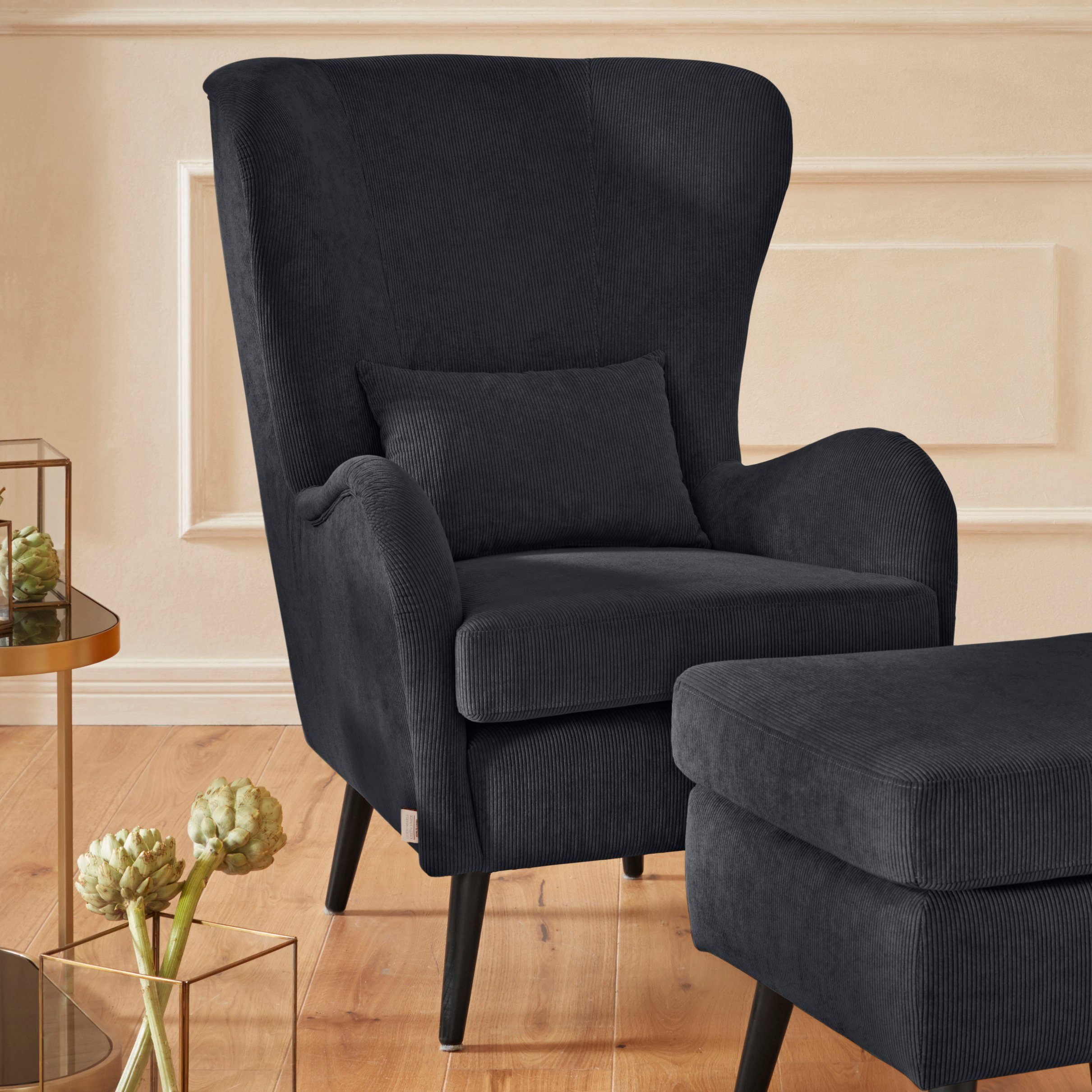 Guido Maria Kretschmer Home&Living Fauteuil Sallito, oorfauteuil, TV-stoel voor woonkamer, ook in velours cord