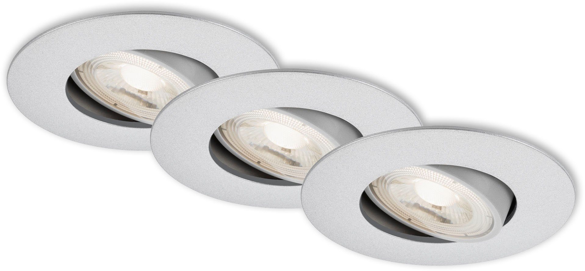 Briloner Leuchten Ledinbouwlamp 7048034 KULANA Inbouwspot SET draaibaar + dimbaar IP23 Ø 9 cm