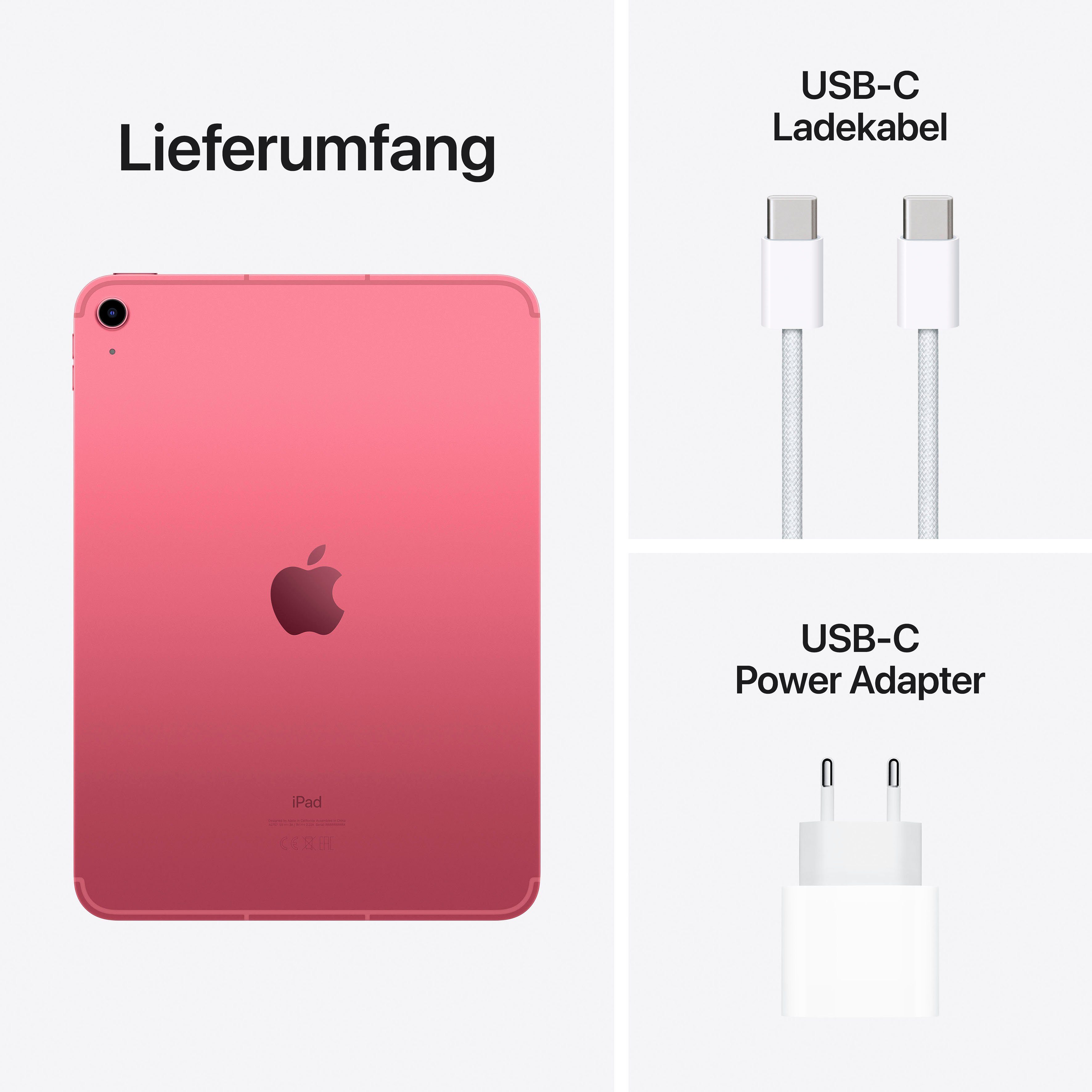 Apple Tablet iPad Wi-Fi + Cellular 10e Generation inclusief Poweradapter, 10,9", iPadOS