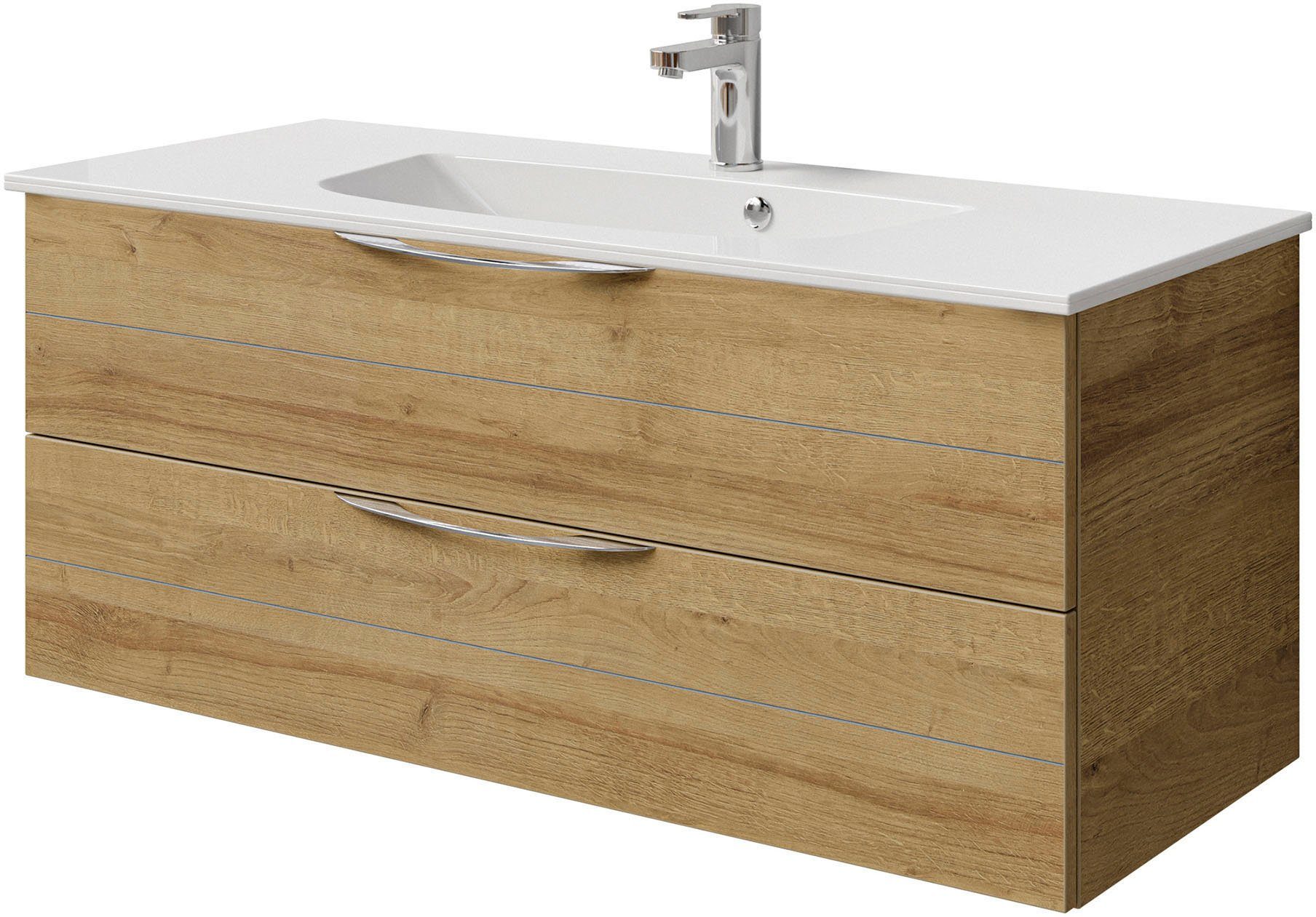 Saphir Wastafelonderkast Serie 6025 Mineralmarmor-Waschtisch mit Unterschrank, 117 cm breit (2-delig