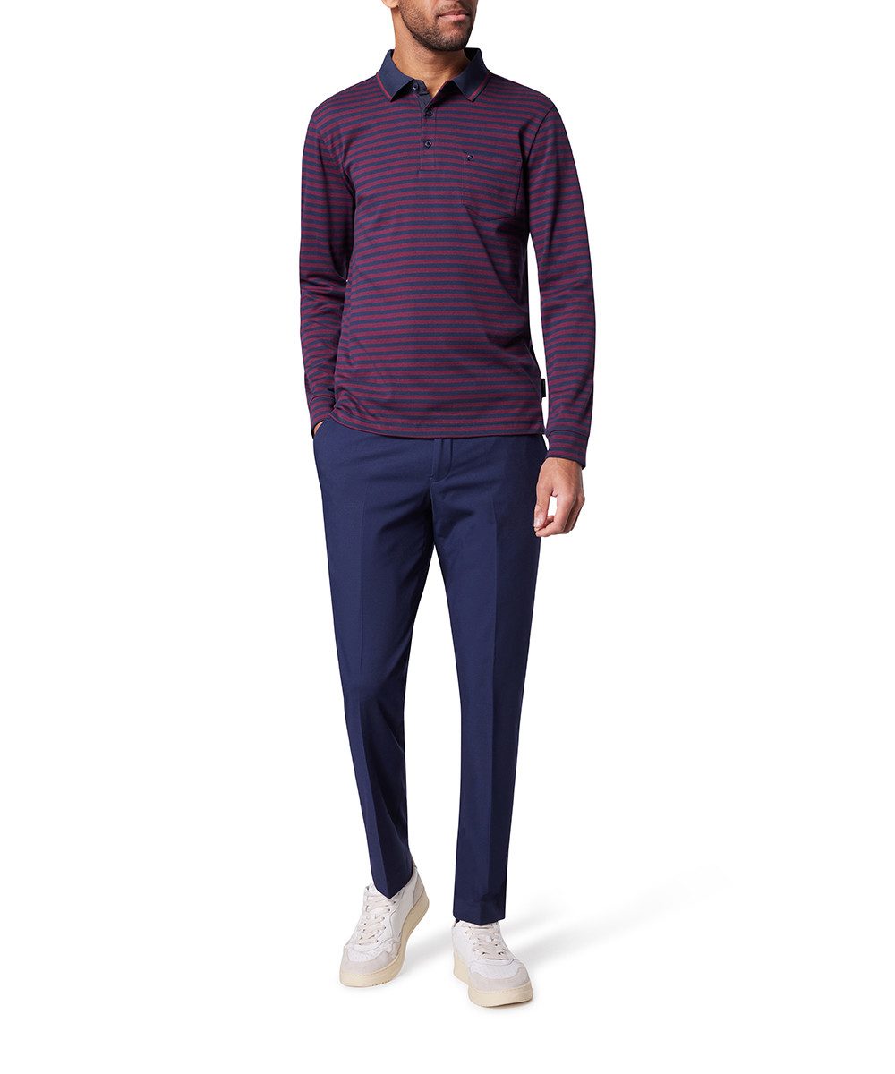 Pierre Cardin Poloshirt met lange mouwen in streepoptiek