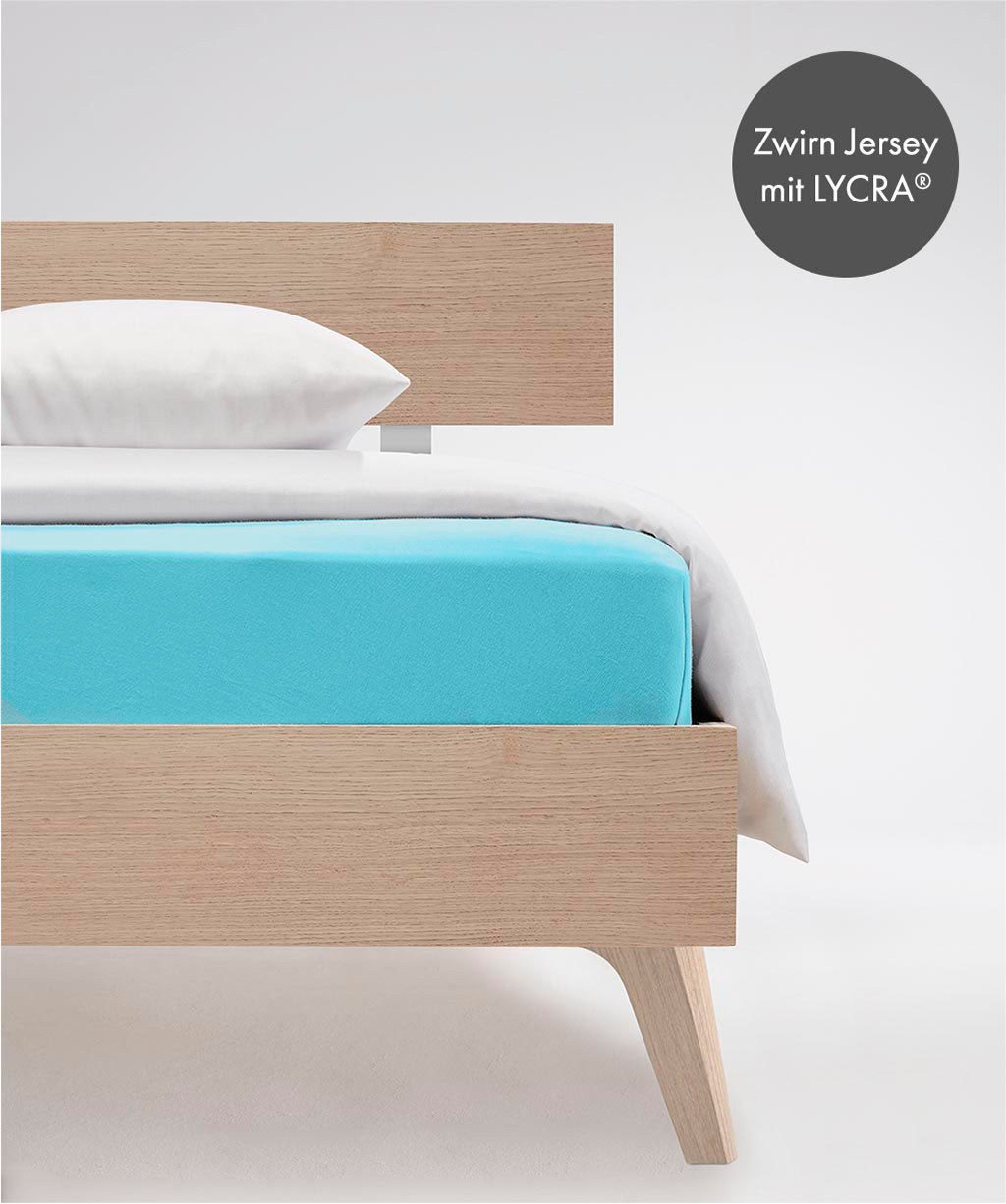 fleuresse Hoeslaken Comfort duurzaam & kreukvrij, perfecte pasvorm door power-stretch (1 stuk) hoeslakens maat 200 cm x 200-220 cm blauw