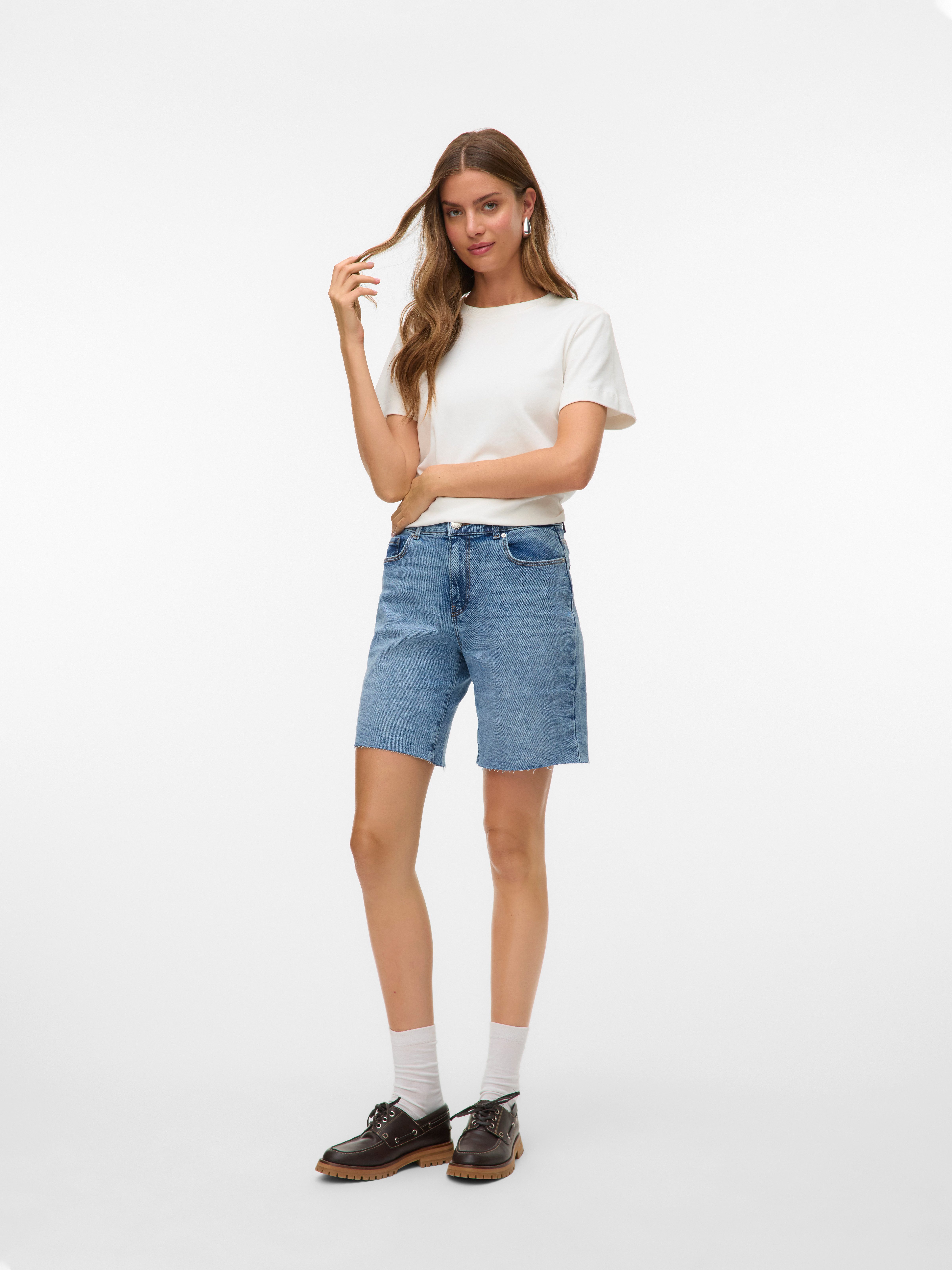 Vero Moda Jeansshort VMCLEO HR LONG DNM SHORTS MIX NOOS