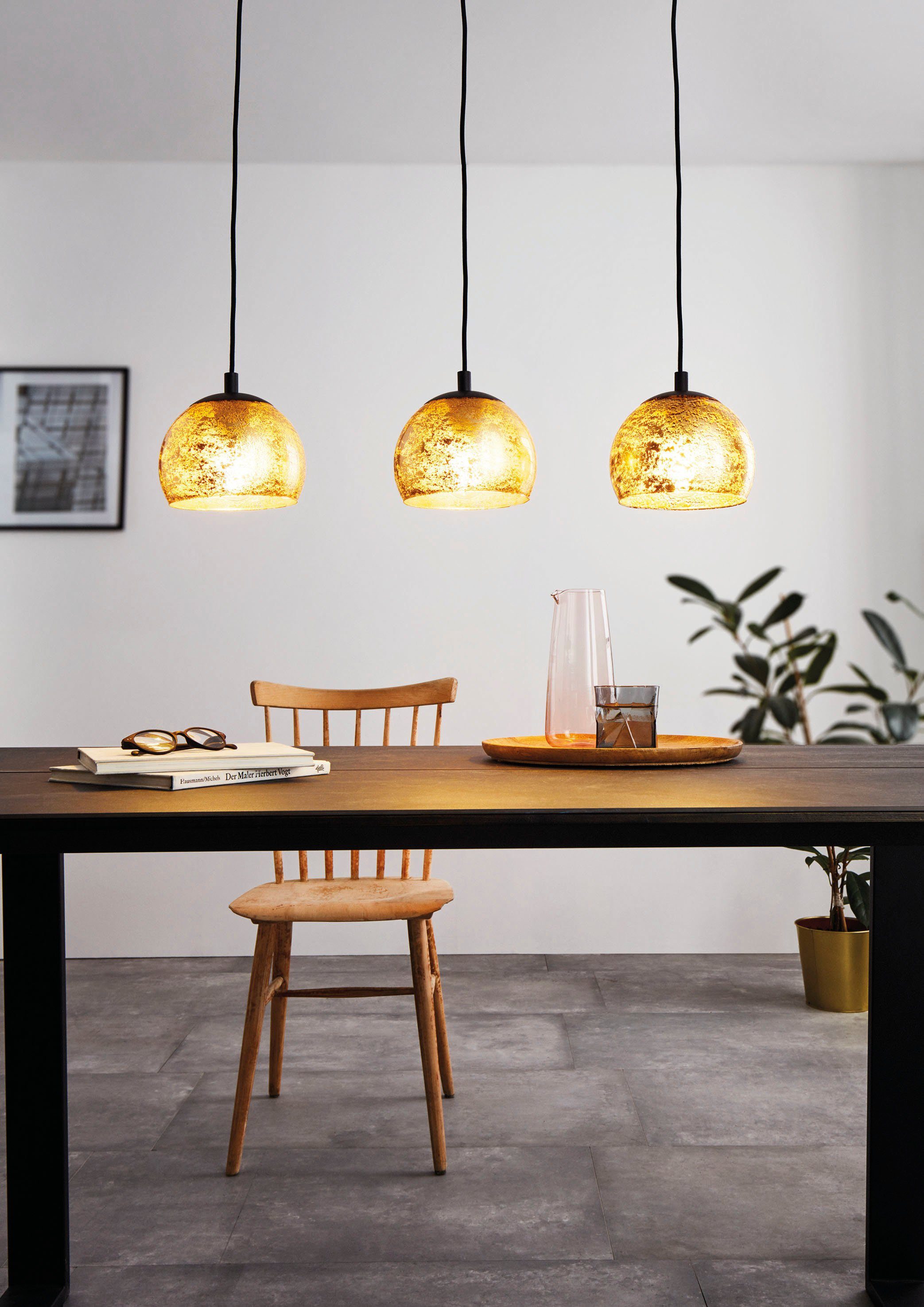 EGLO Hanglamp ALBARACCIN Hanglamp, IP20, E27, staal, glas, eettafellamp, lamp (1 stuk)