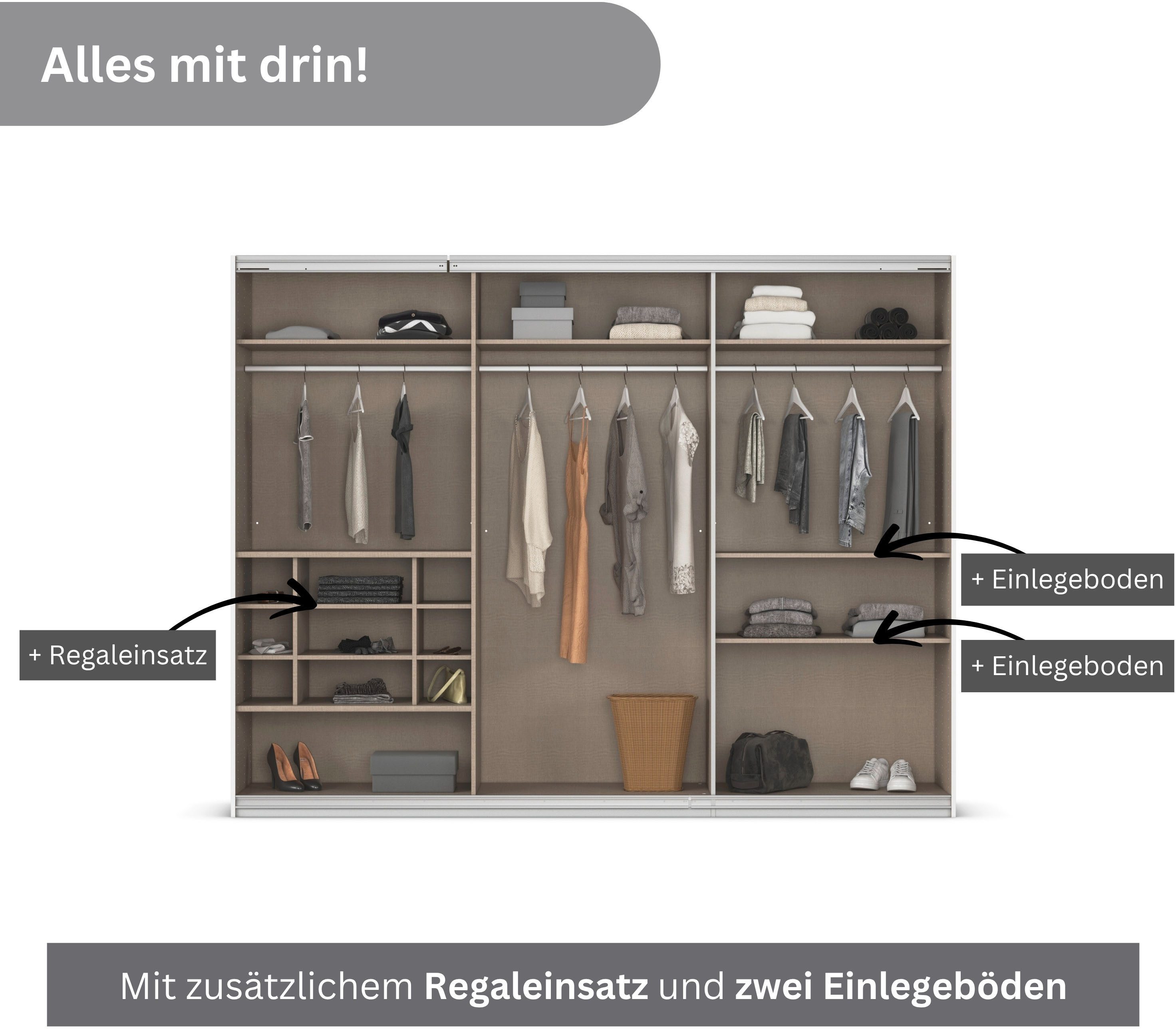 rauch Zweefdeurkast Kledingkast TOMA met passe-partout incl. rek inzet en extra legplanken made in germany