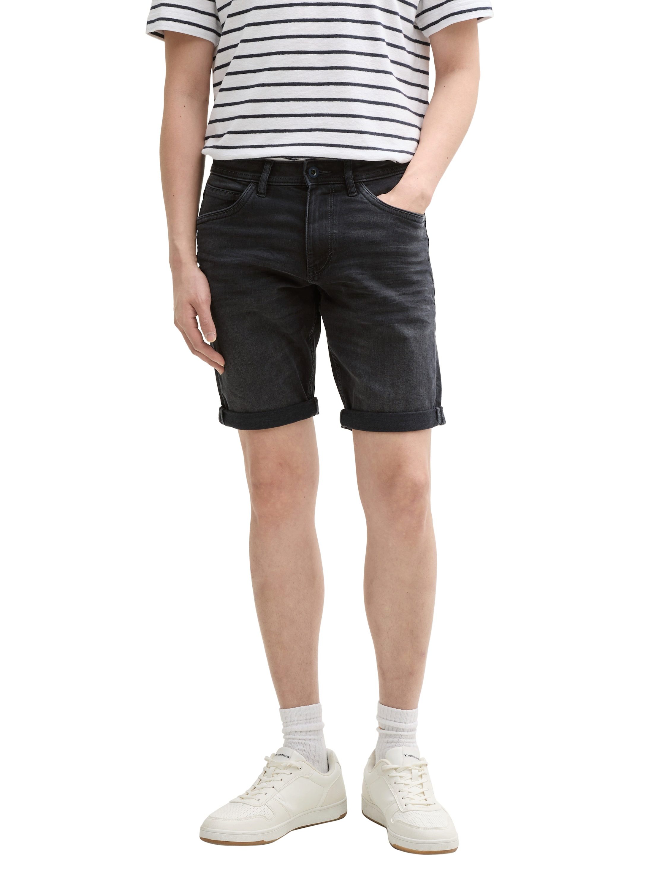 Tom Tailor Jeansshort Josh in five-pocketsstijl heren jeans maat 34 zwart