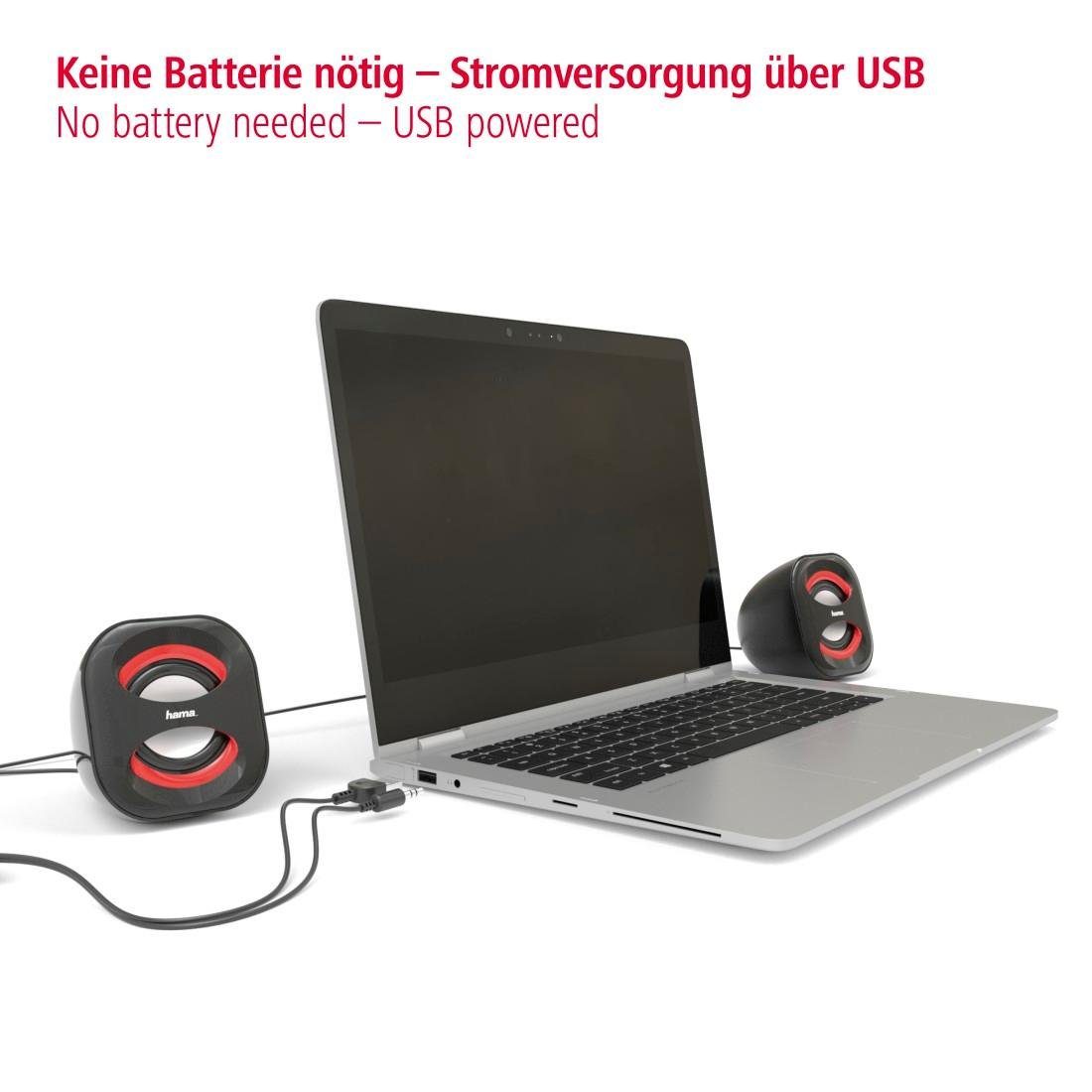 Hama Pc-luidspreker Luidspreker voor pc notebook tablet- 3,5 mm aansluiting USB 3.0 3 W actief