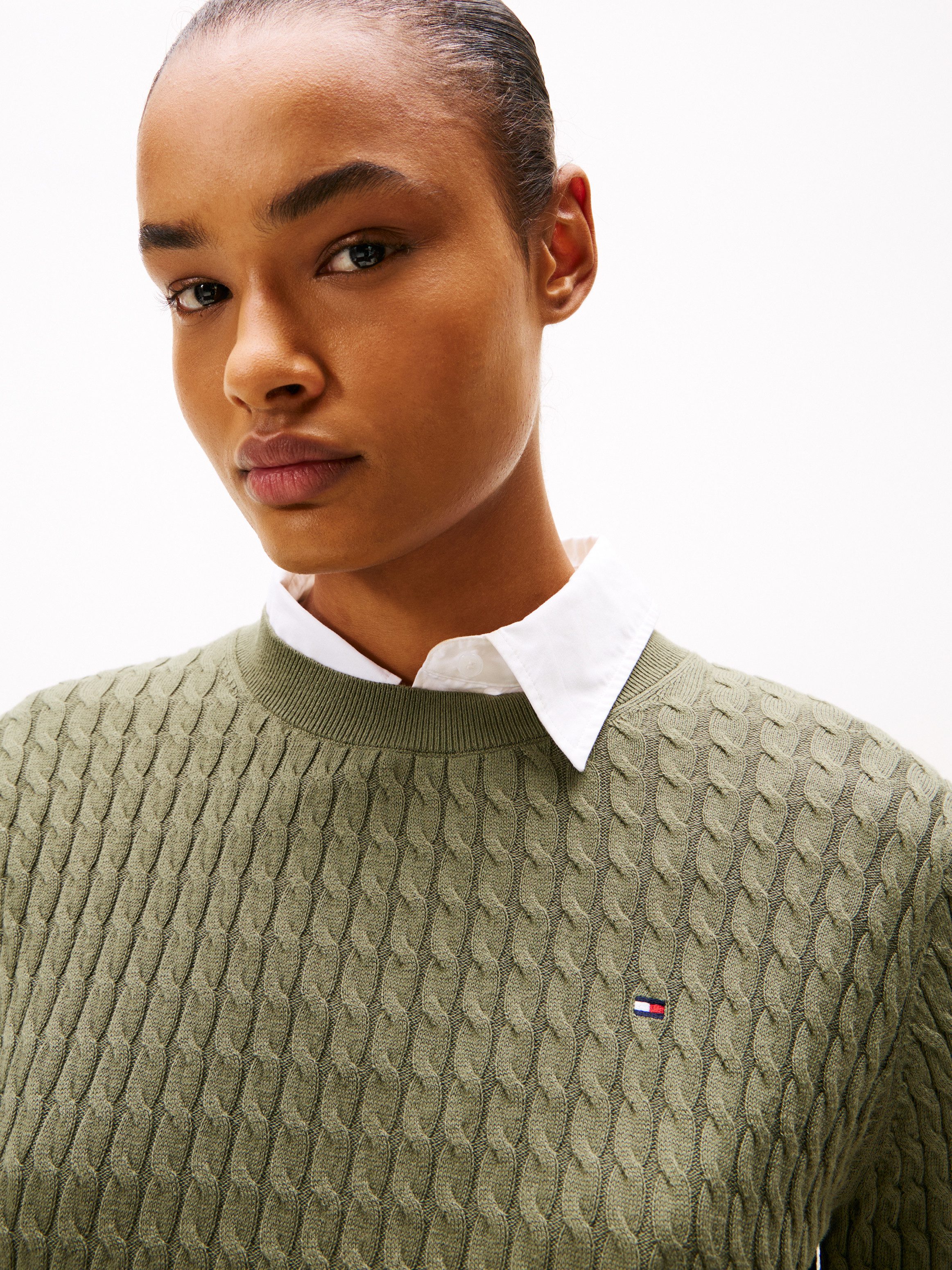 Tommy Hilfiger Trui met ronde hals CO CABLE C-NK LS SWEATER