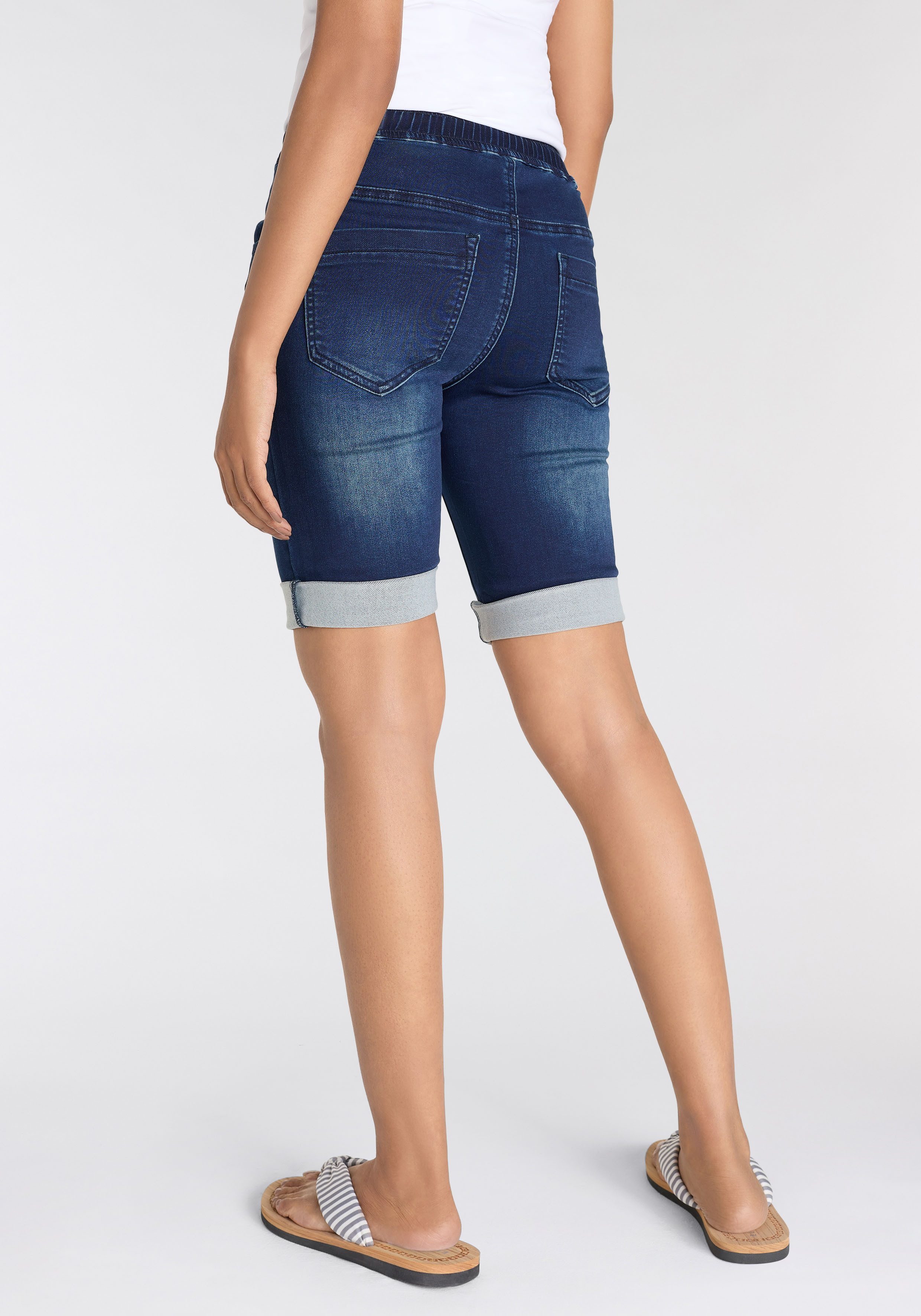 Arizona Jog-jeansbermuda hoge taille, opgerolde broekafsluitingen, used-look