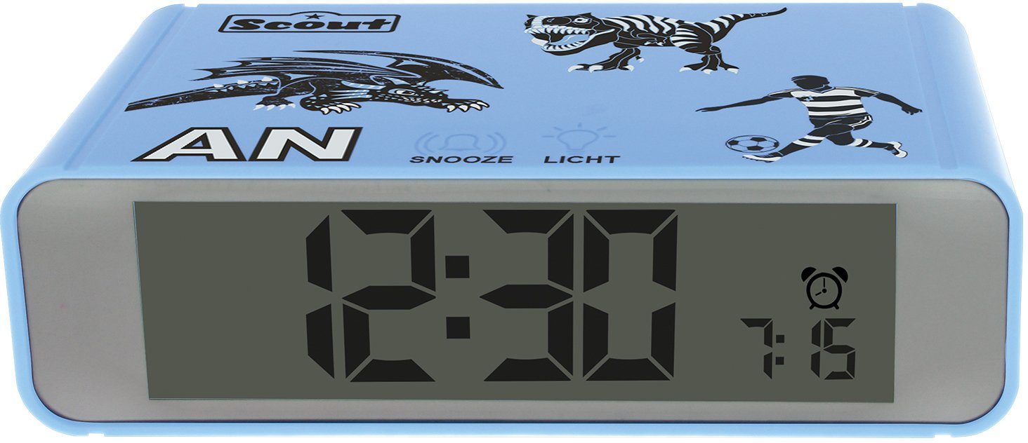 Scout Kwarts-wekker Digi Clock, 280001026 Kinderwekker, digitale wekker, cadeau-idee, kinderkamer, jongeren schoolspullen blauw