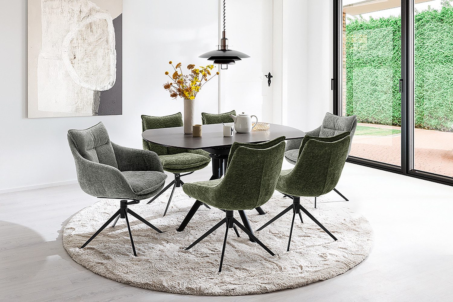 MCA furniture Eetkamerstoel Parker (2-set), draaibaar 360°, draai- & schommelfunctie, belastbaarheid 120 kg