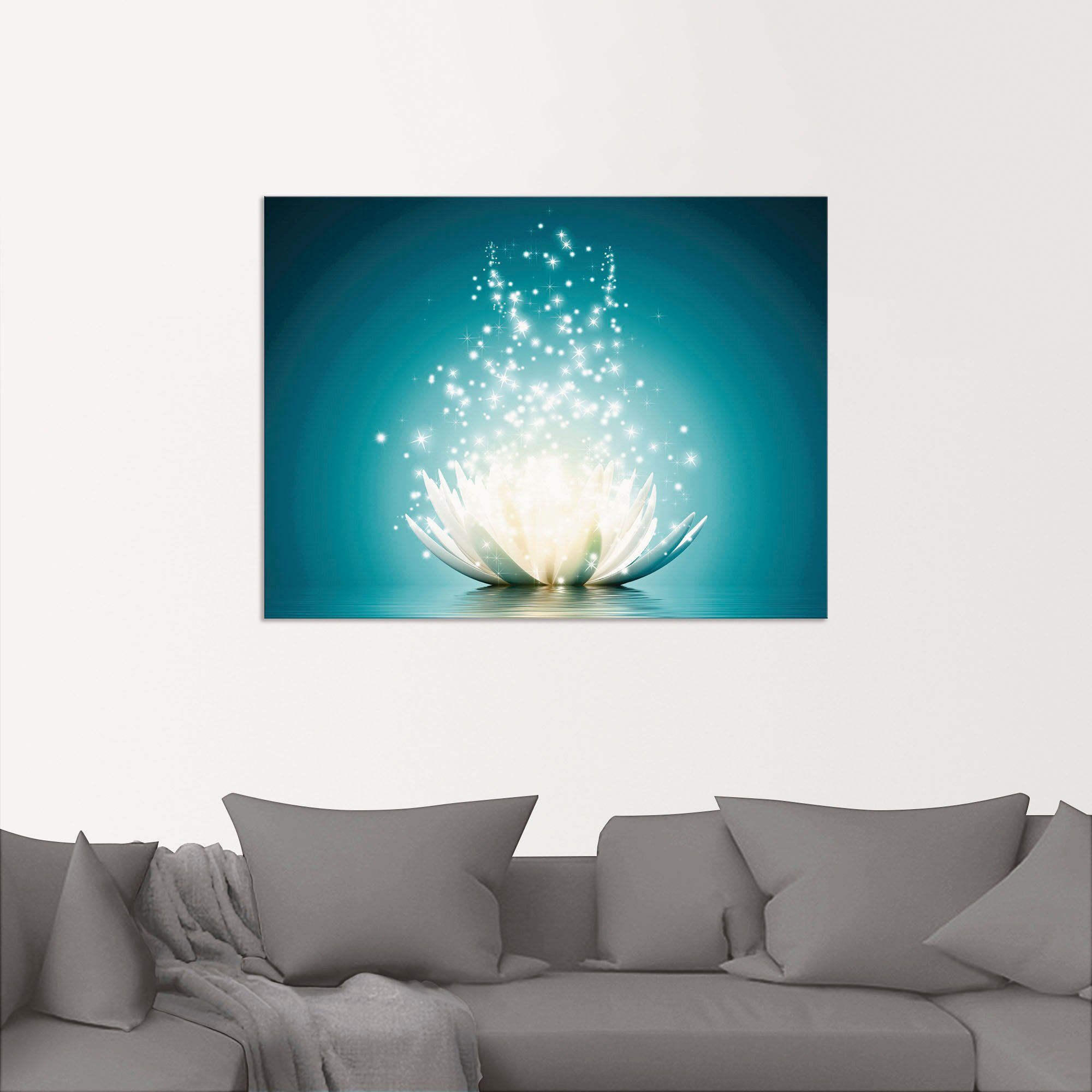 Artland Artprint Magie van de lotusbloem als artprint van aluminium, artprint voor buiten, artprint op linnen, poster, muursticker