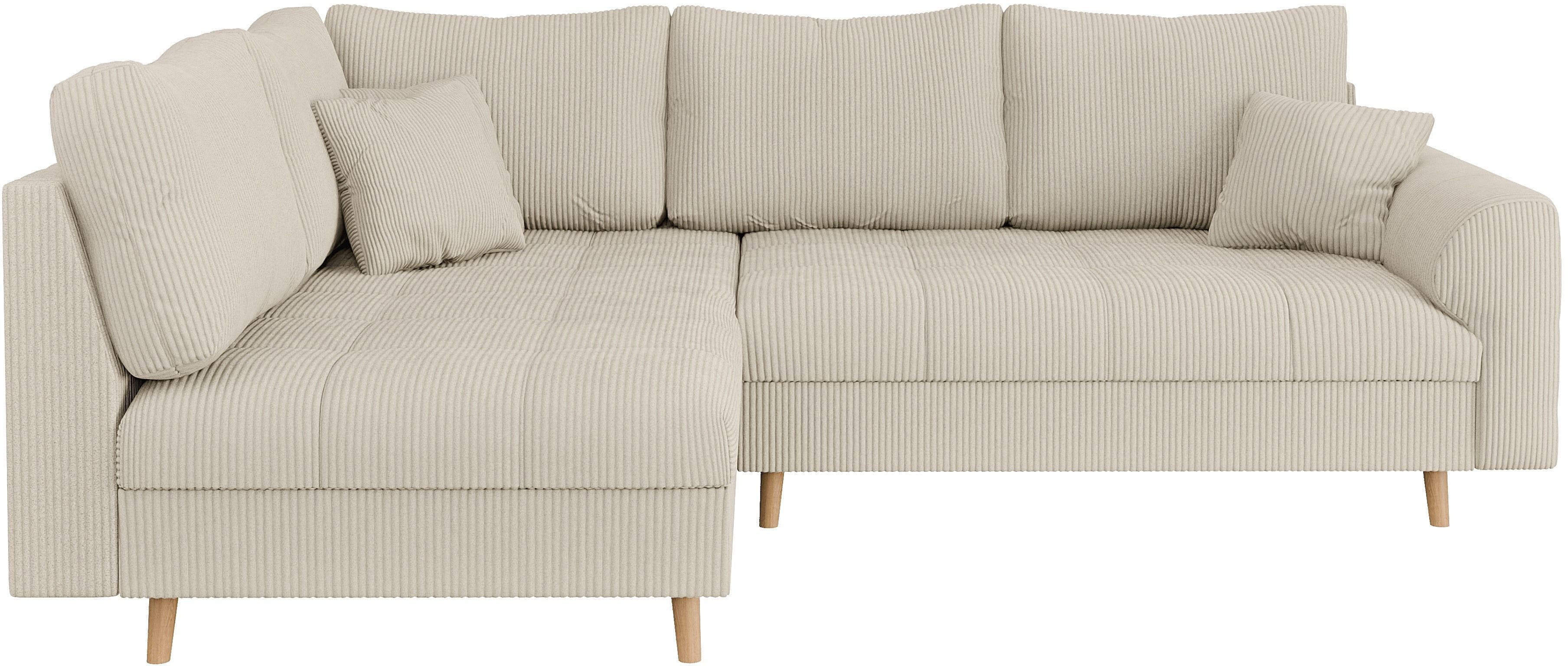 Home affaire Hoekbank CHARRE L-vorm met ottomane, afmetingen B/D/H: 231/161/81 cm fijne stiksels, losse rug- en sierkussens, ook in cord en bouclé