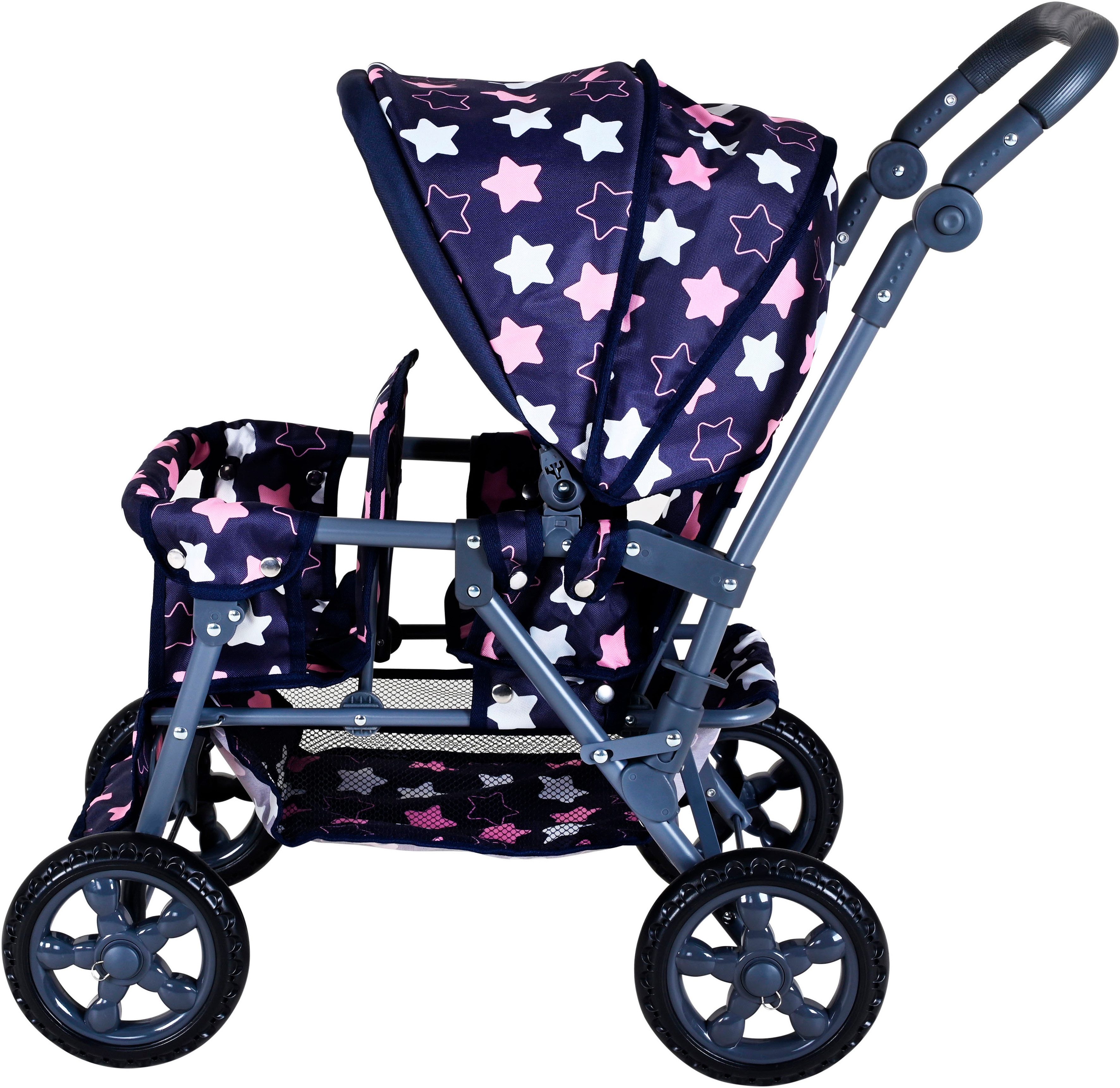 Knorrtoys® Tweelingpoppenwagen Big Twin - star blue pink