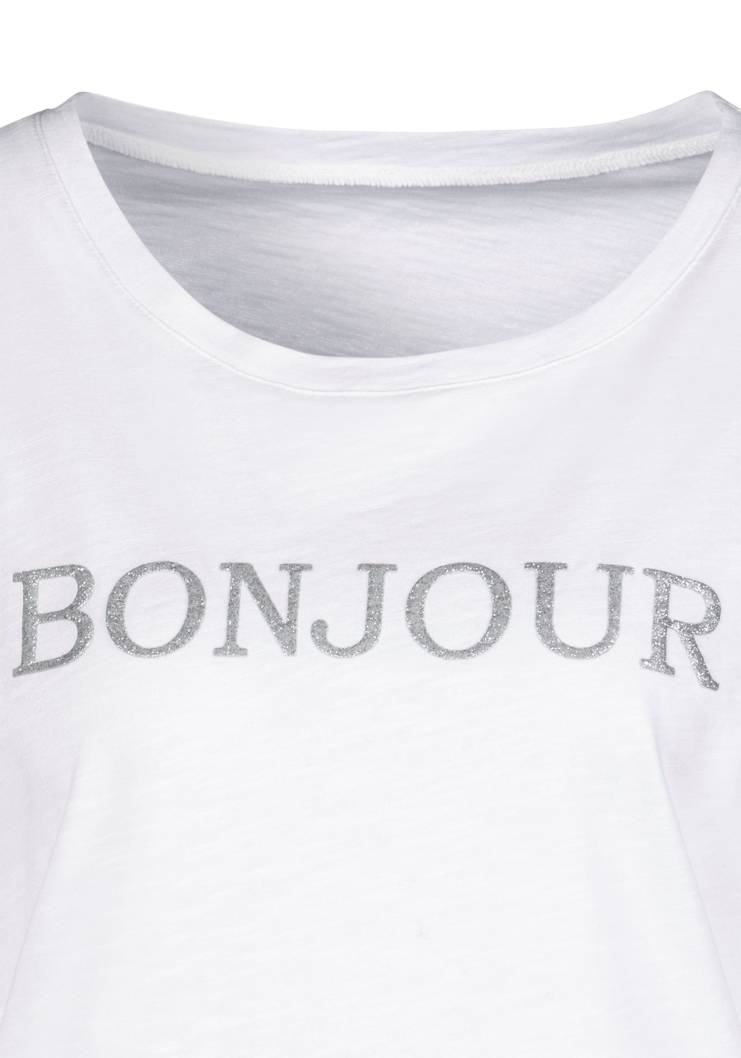 Vivance T-shirt Met frontdruk "Bonjour" in een zachte katoenkwaliteit