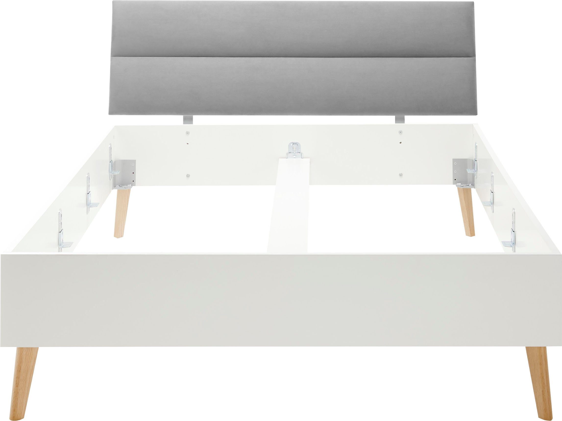andas 1-persoonsledikant MERLE bed in Scandinavisch design, bedframe met massief houten poten