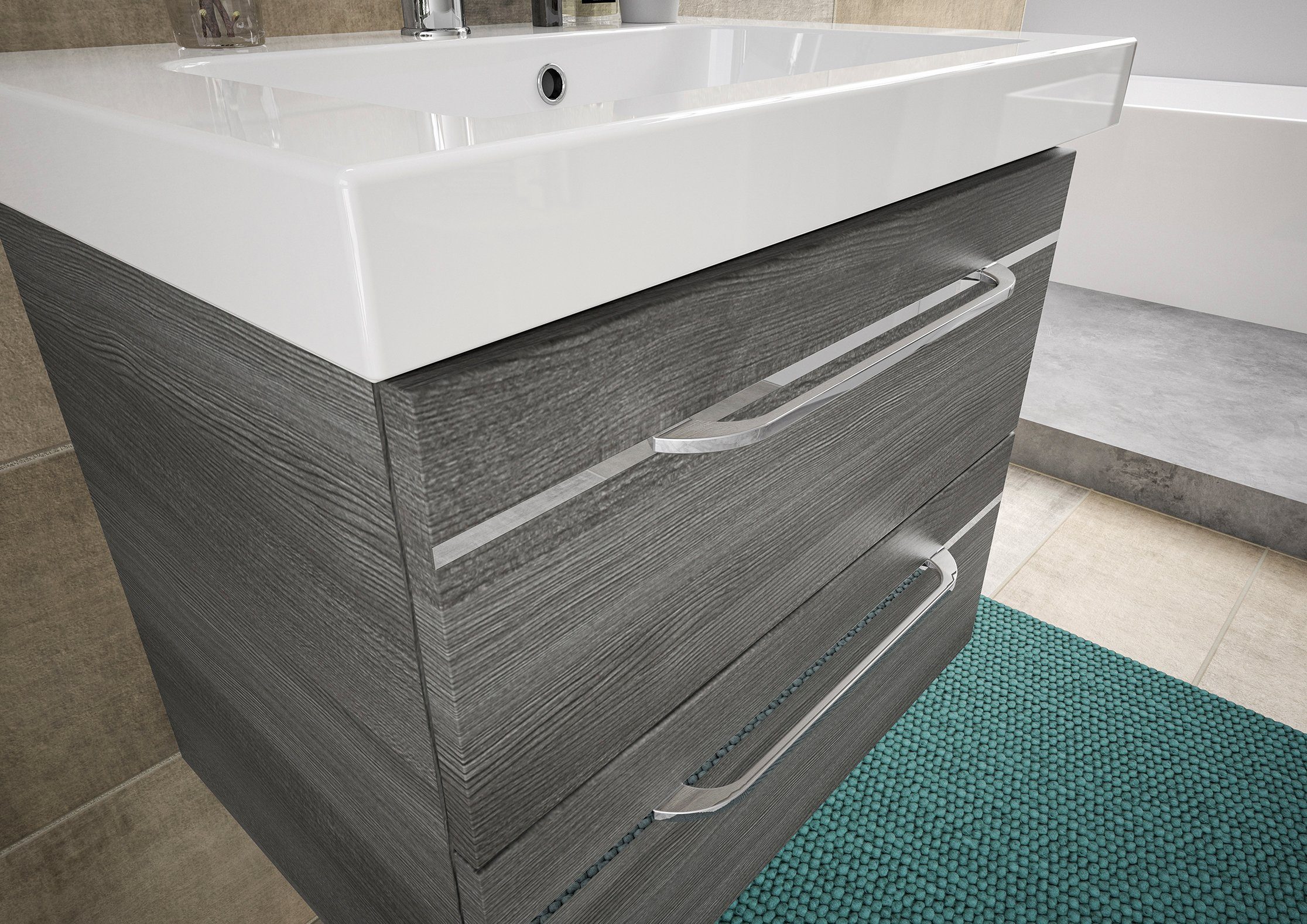 Saphir Badkamerserie Balto sprint, wastafelmeubel met mineraalmarmeren wastafel, 64,4 cm breed (1 stuk)
