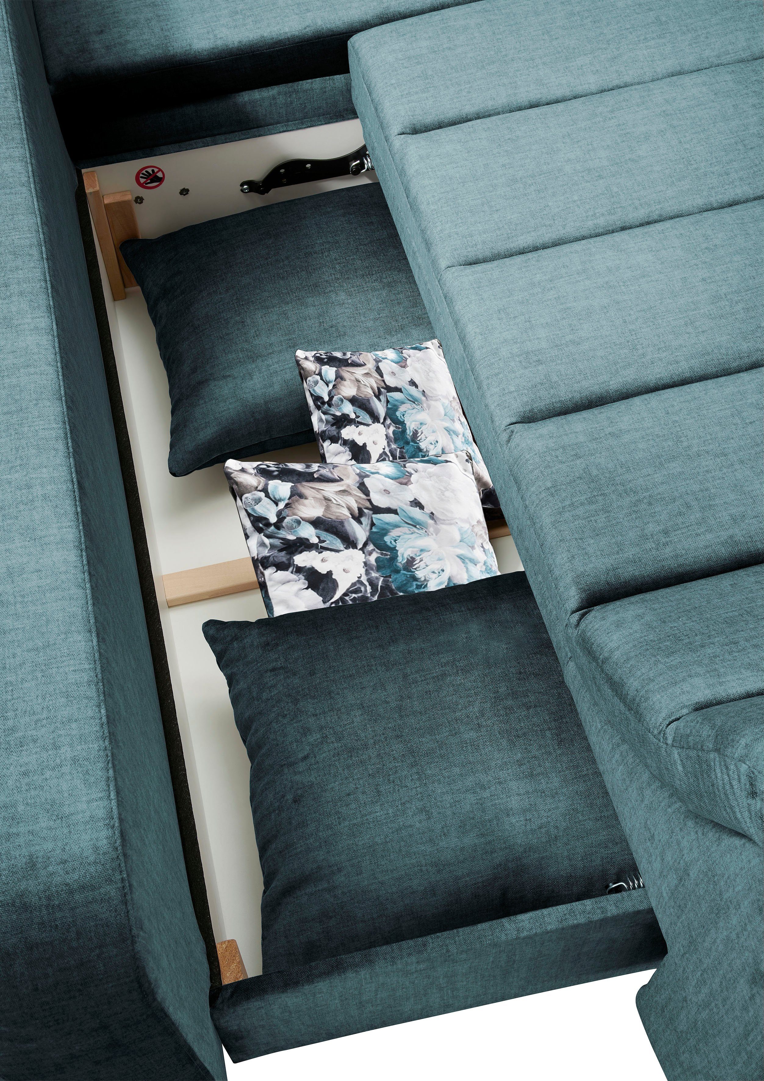 INOSIGN Hoekbank Imola elegant en modern, actuele stiksels in de zitting, comfortabel, L-vorm