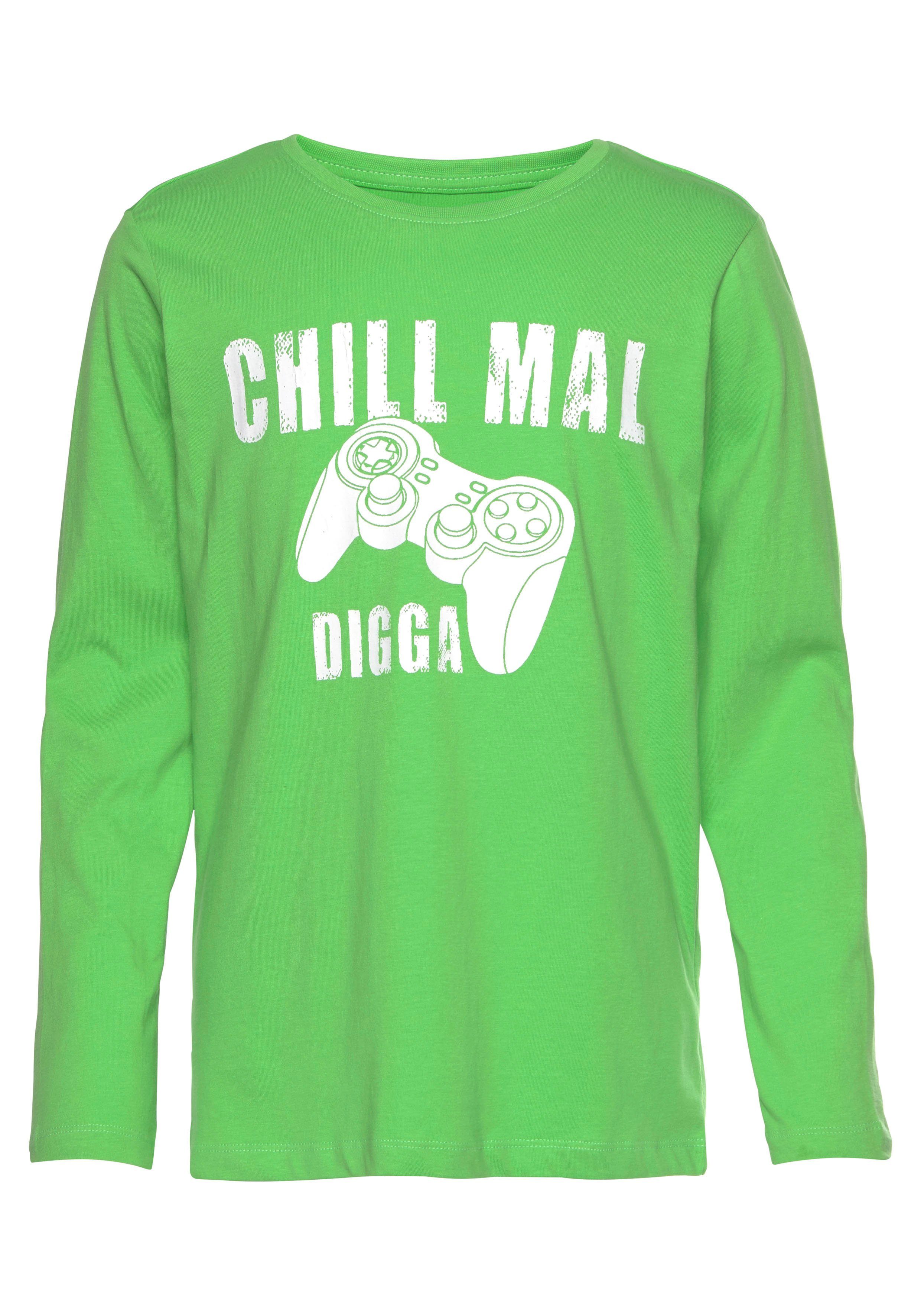 KIDSWORLD Shirt met lange mouwen CHILL MAL DIGGA Lange mouwen, basic pasvorm, met frisse opdruk
