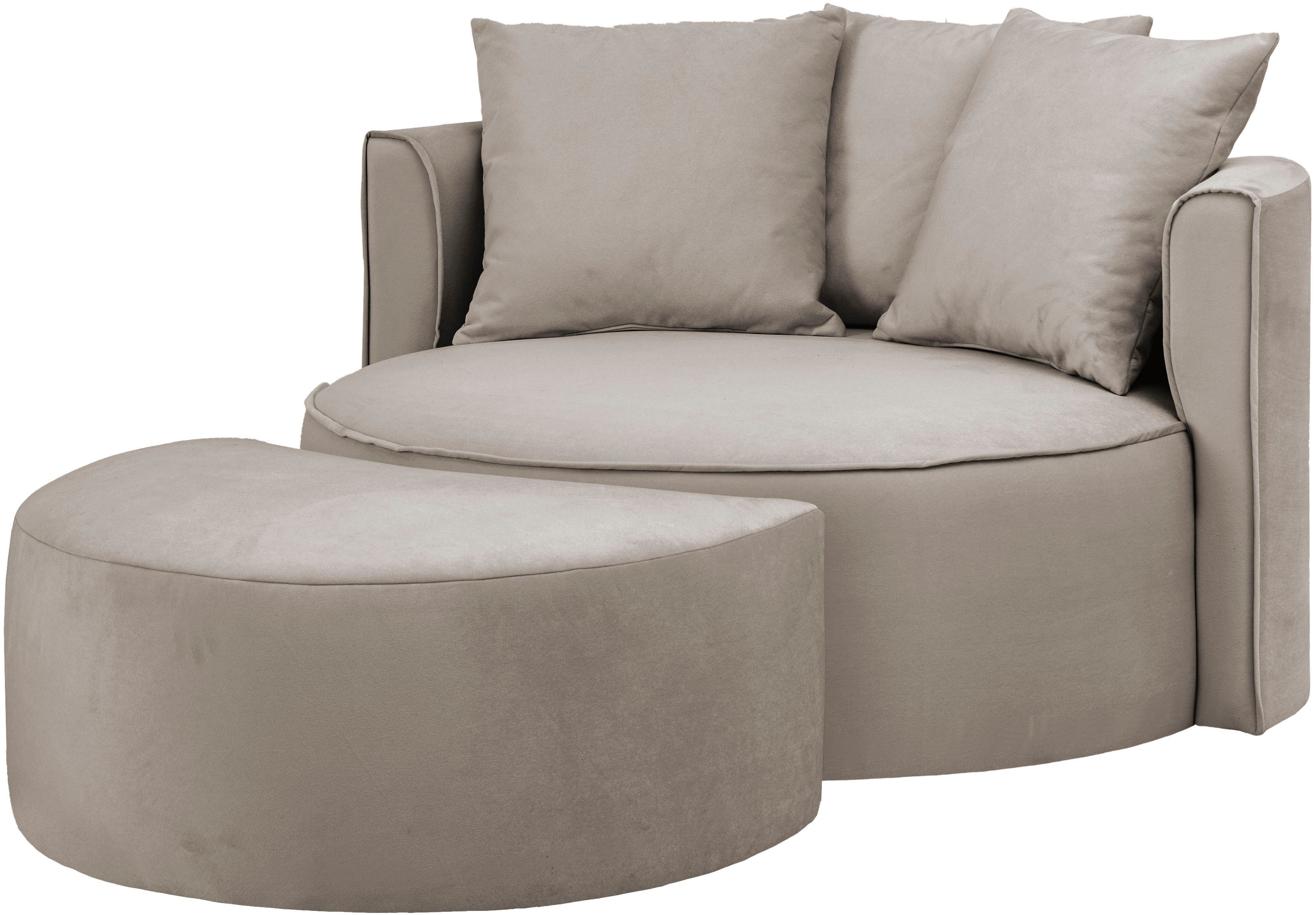 LeGer Home by Lena Gercke XXL-fauteuil Isalie, ronde stoel met voetensteun, leesstoel, loveseat, grote stoel (set)