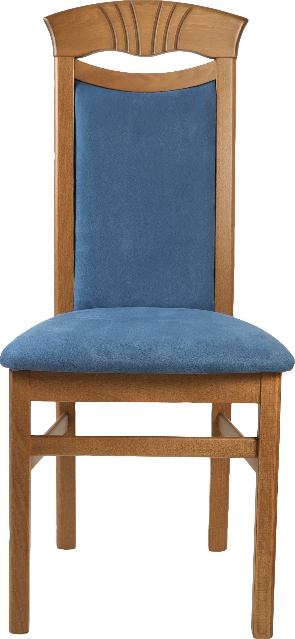 Home affaire Eetkamerstoel Franz slijtvast microvezel, onderstel beuken naturel of wit, houten stoel (set, 2 stuks)