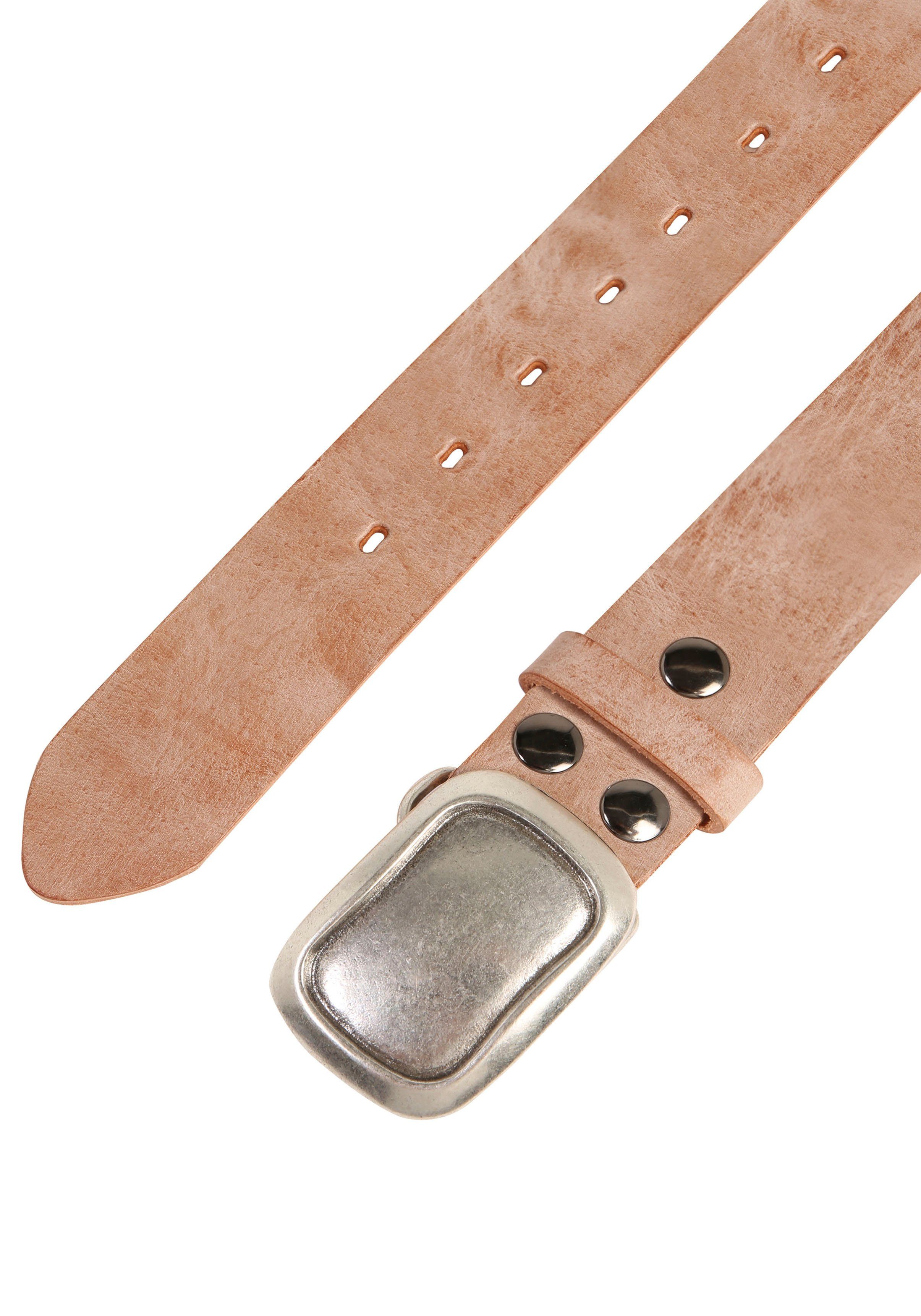 RETTUNGSRING by showroom 019° Leren riem met verwisselbare sluiting "rechthoek ingekaderd zilverkleur"