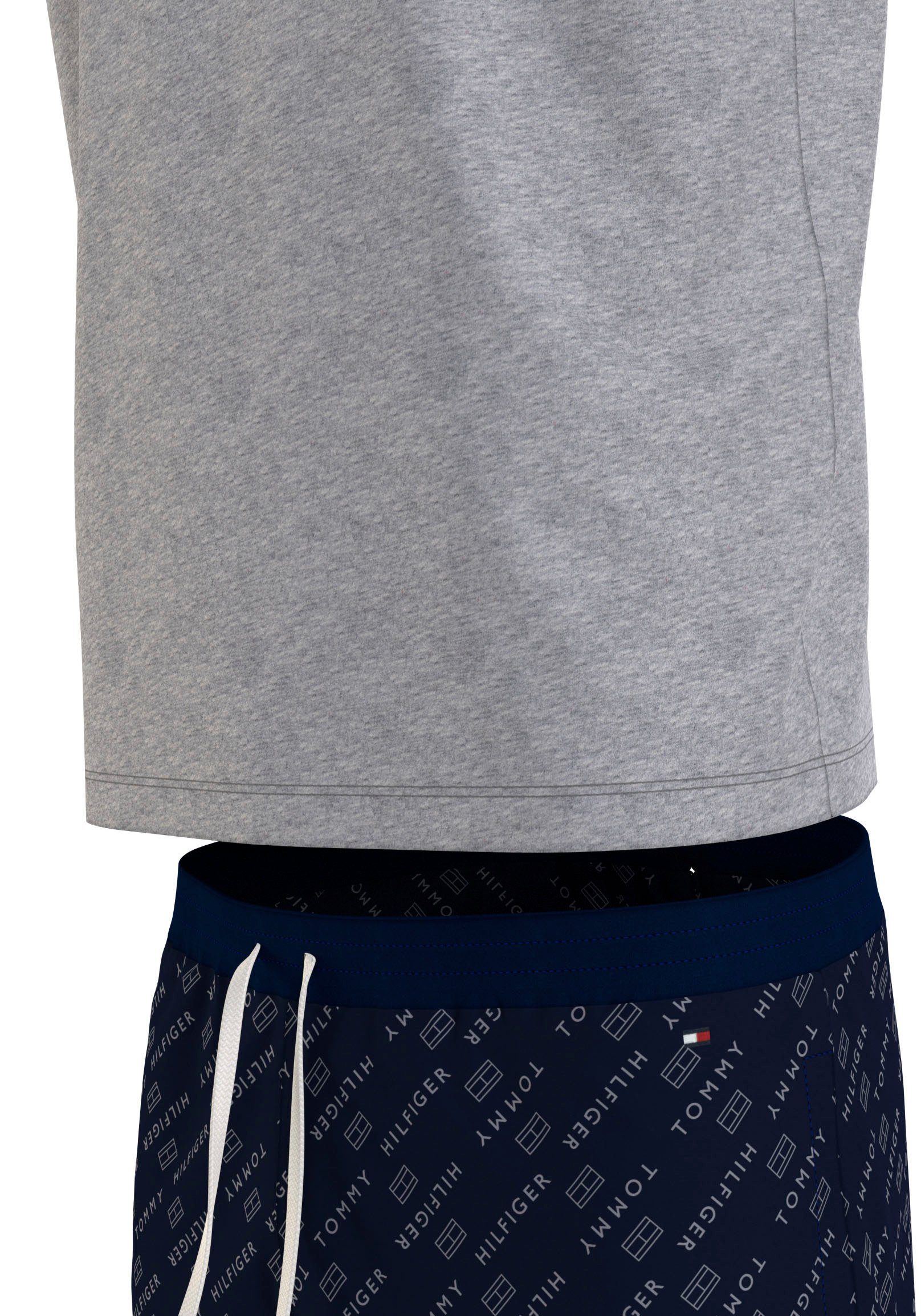 Tommy Hilfiger Underwear Pyjama SS WOVEN PJ SET DRAWSTRING met een logo-opschrift op borsthoogte (set 2-delig 2 stuks)