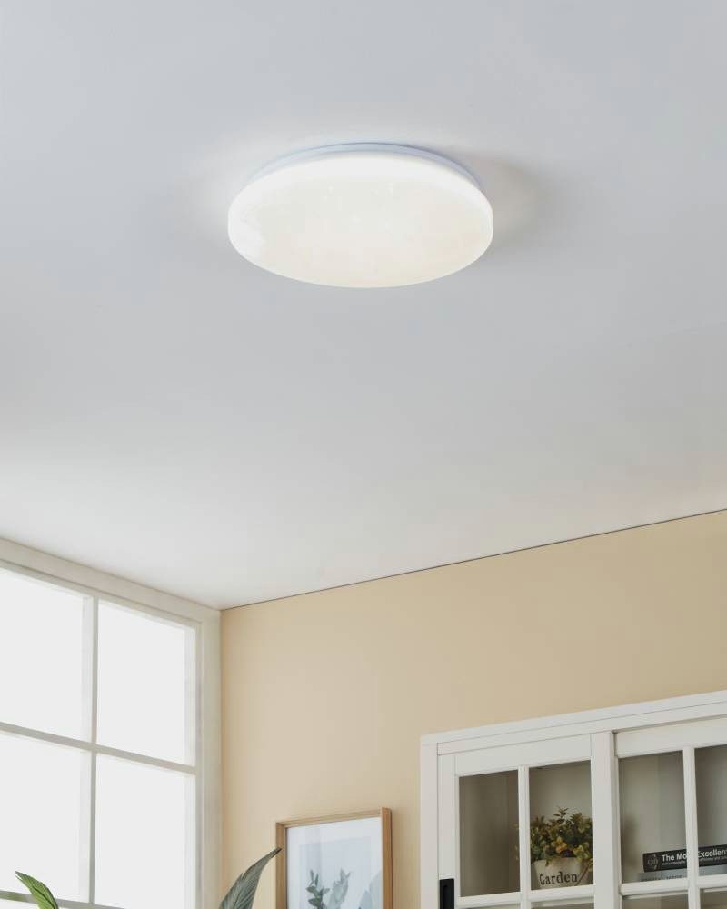 EGLO Plafondlamp FRANIA-S plafondlamp, wit, kristalleffect, lage opbouwhoogte, 1x18W (1 stuk)