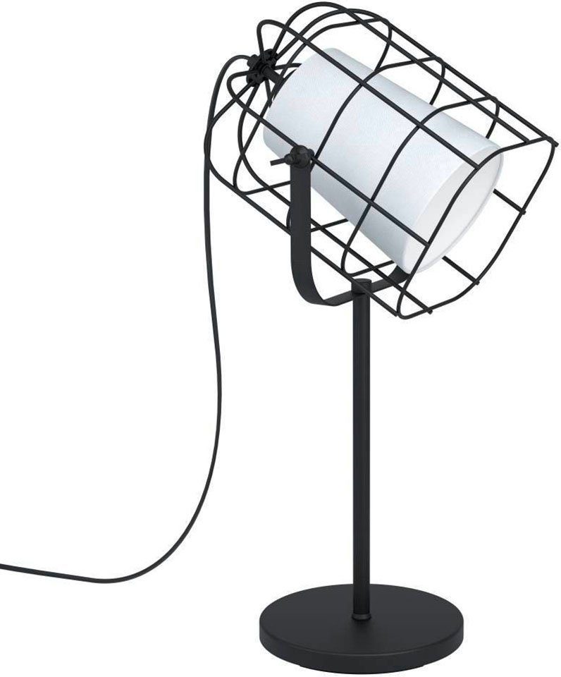 EGLO Tafellamp BITTAMS zwart / l27,5 x h57 x b26 cm / excl. 1x e27 (elk max. 10w) / snoerschakelaar - van staal en textiel - tafellamp - metaal lampenkap draaibaar - lamp - tafella