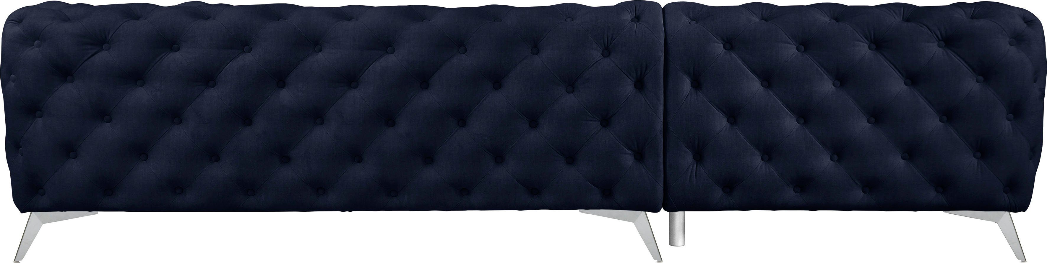 Leonique Chesterfield-bank Glynis L-vorm luxueuze capitonnage, moderne chesterfield look, kleur van de poten ter keuze