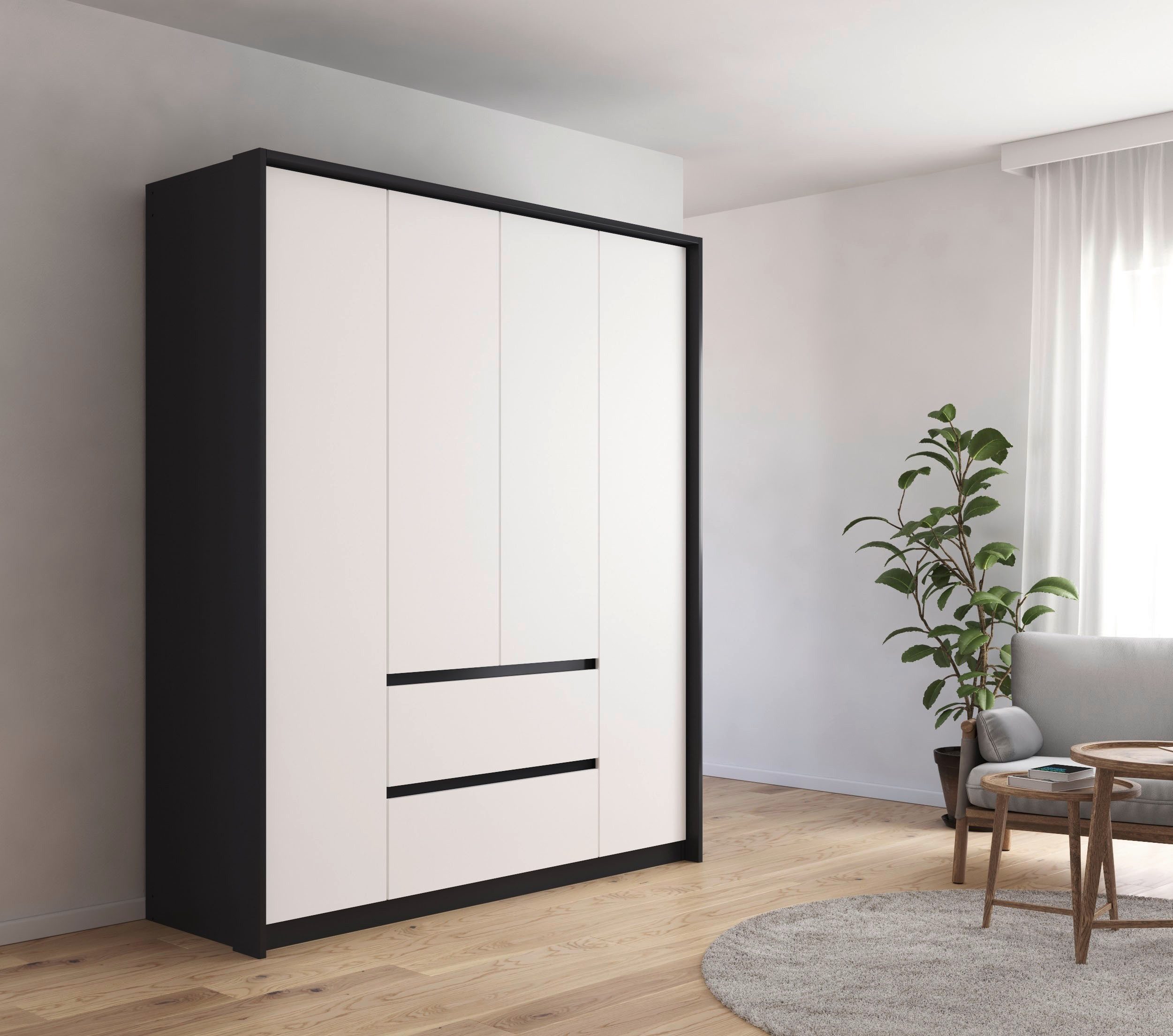 rauch Draaideurkast Mainz met passe-partout optioneel met verlichting, buitendeuren met push-to-openfunctie