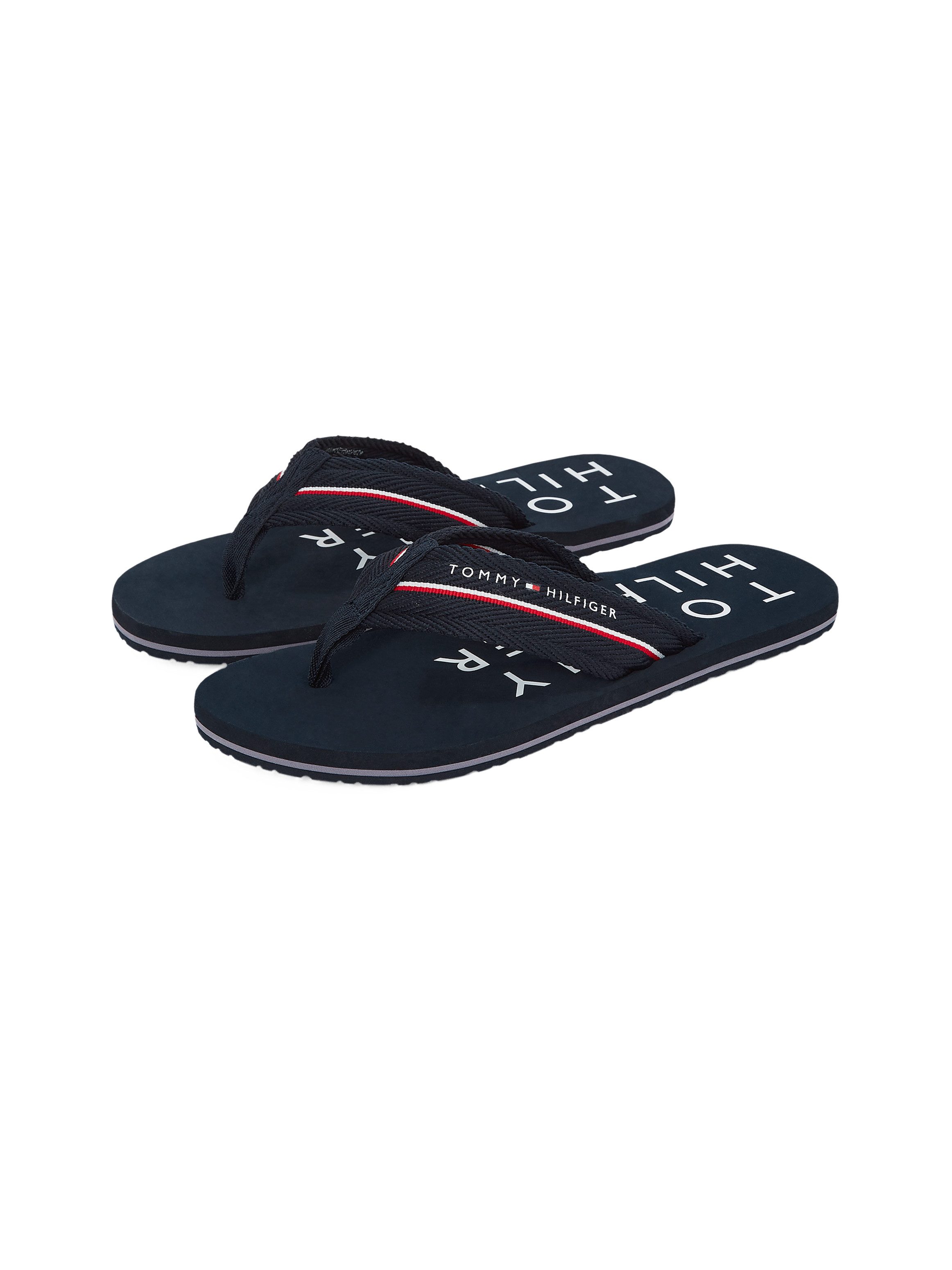 Tommy Hilfiger Teenslippers TOMMY HILFIGER WEB BEACH SANDAL dianette, zomerschoen, badslipper met logo-opschrift