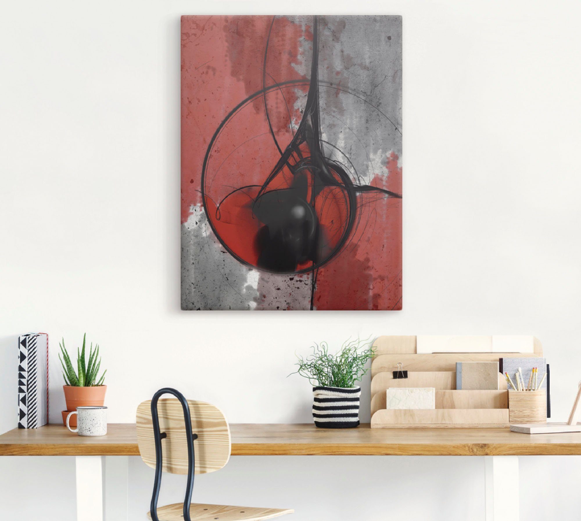 Artland Artprint Abstract in rood en zwart als artprint van aluminium, artprint voor buiten, artprint op linnen, poster in verschillende maten. maten