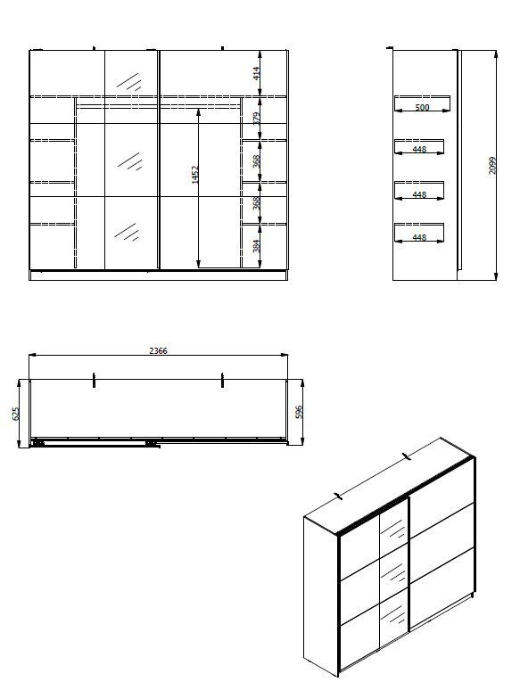 INOSIGN Zweefdeurkast Sierra kledingkast met spiegel linnenkast garderobe Topseller INCLUSIEF interne indeling, FSC®-gecertificeerd, OTTOs Choice