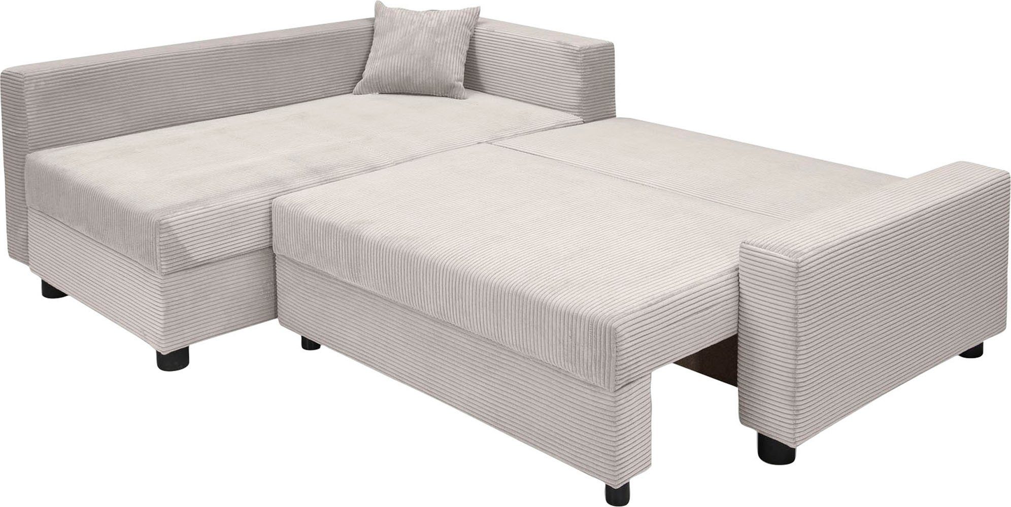 COLLECTION AB Hoekbank Parma L-vorm met slaapfunctie en bedlade, inclusief kussens, bonell-federkern