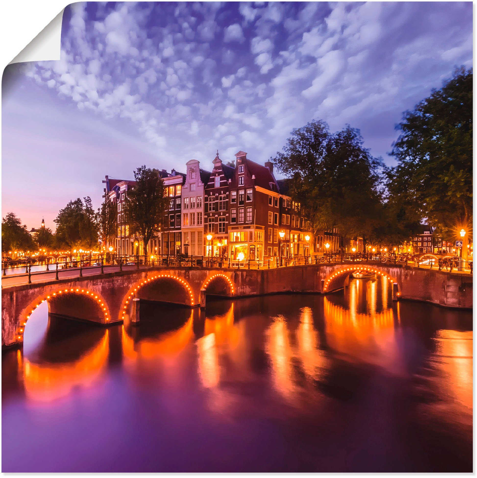 Artland Artprint Amsterdam Keizersgracht Leidsegracht als artprint op linnen, poster, muursticker in verschillende maten foto schilderijen maat 50 cm