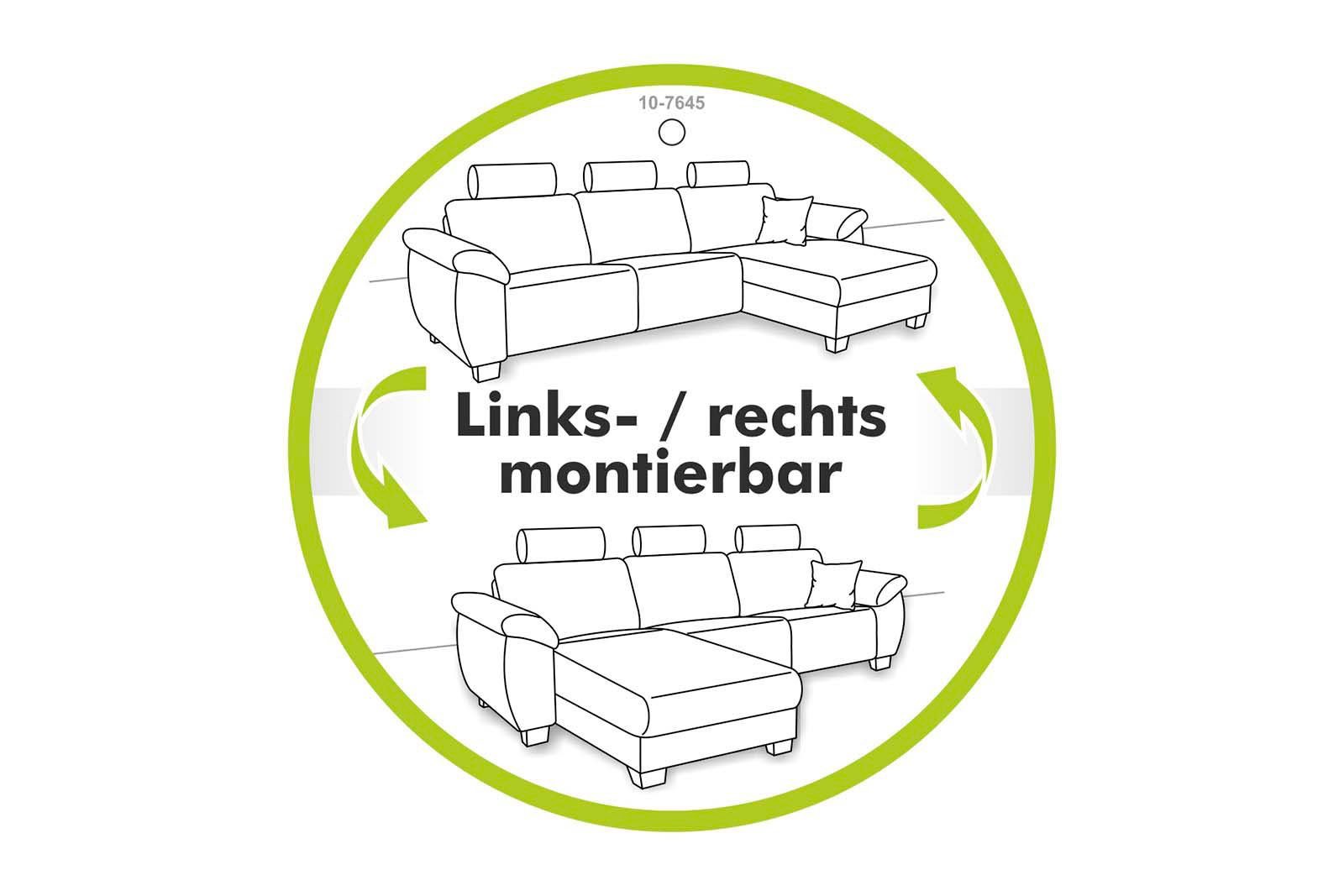 Jockenhöfer Gruppe Hoekbank Severino L-vorm in big-sofa-stijl met verstelling hoofdsteun, rechts/links te monteren, zigzag veren
