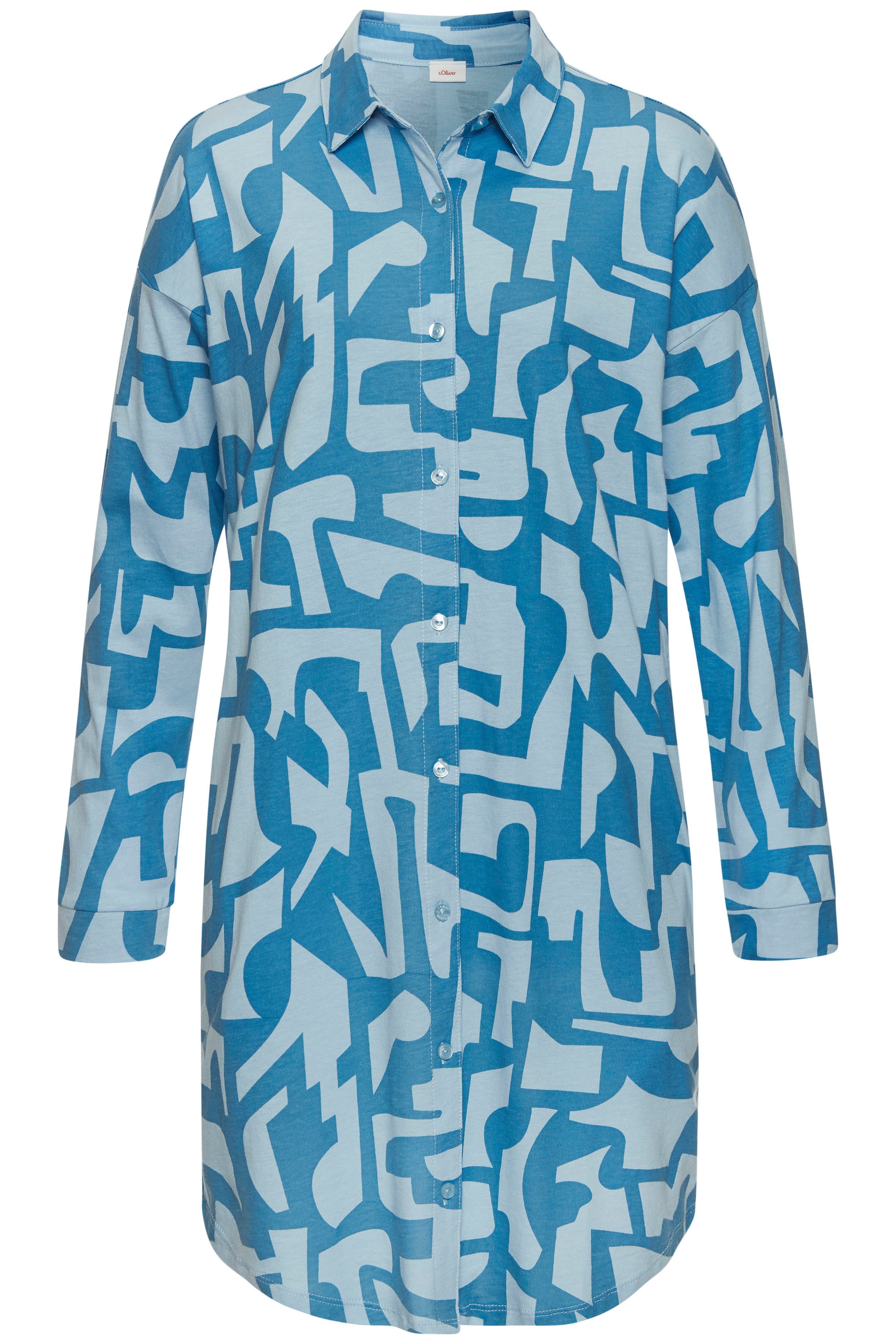 s.Oliver RED LABEL Beachwear Nachthemd met grafische print dames nachthemden maat 44/46 blauw