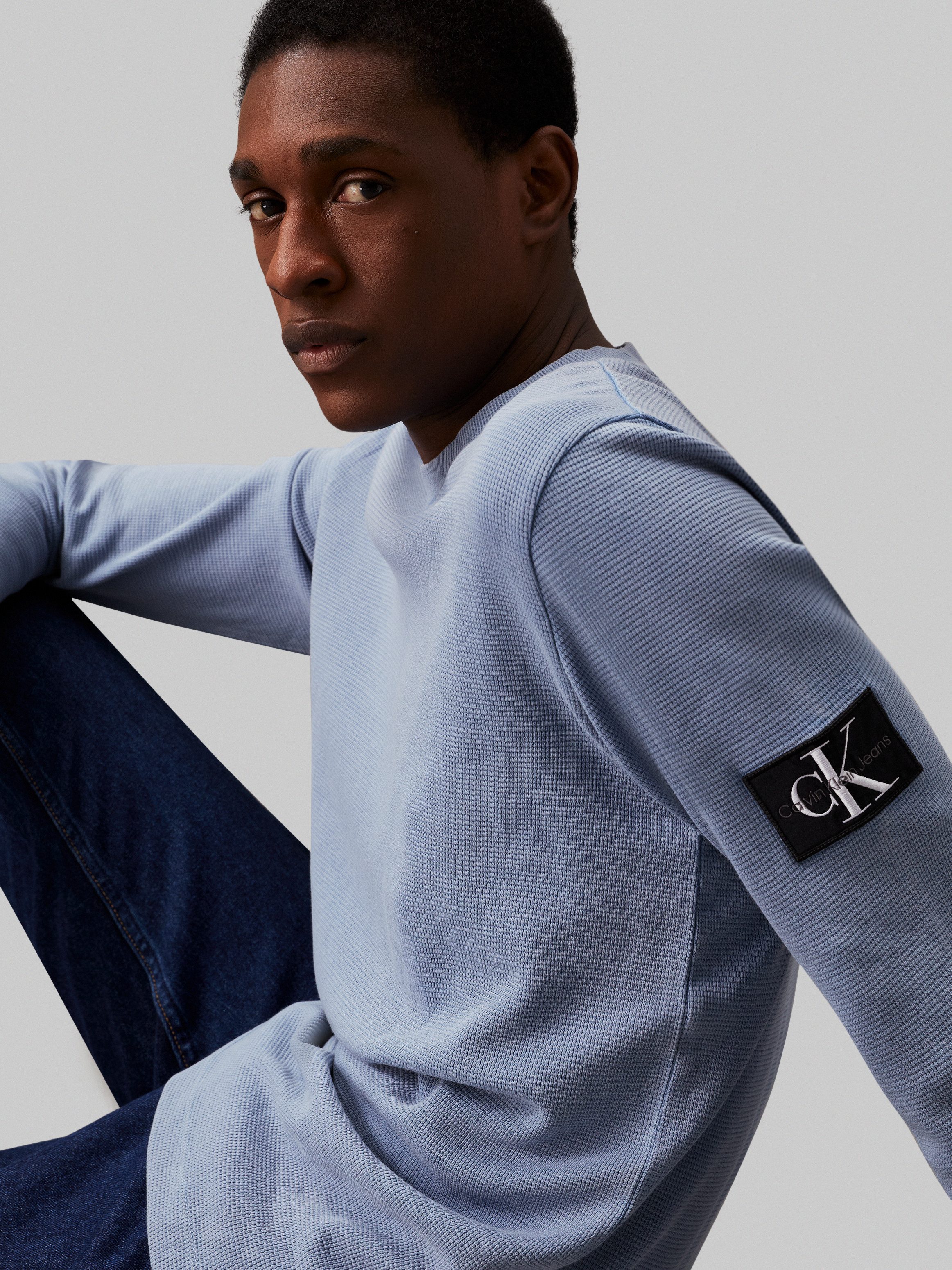Calvin Klein Shirt met lange mouwen WASHED BADGE WAFFLE LS TEE
