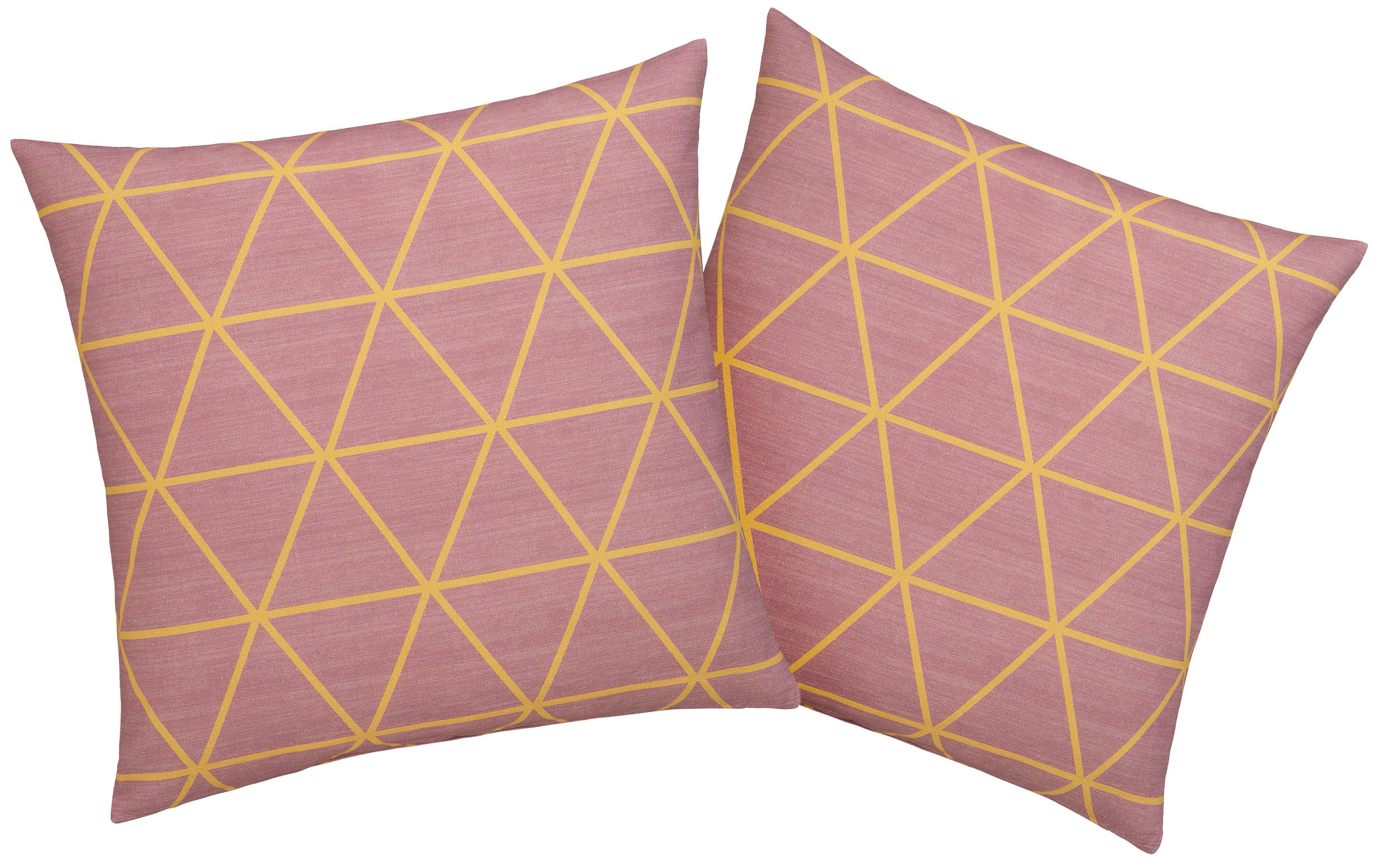 Leonique Sierkussen Kian met leuke ruiten, kussenovertrekken zonder vulling, set van 2 50x50 cm (2 stuks) sierkussens paars