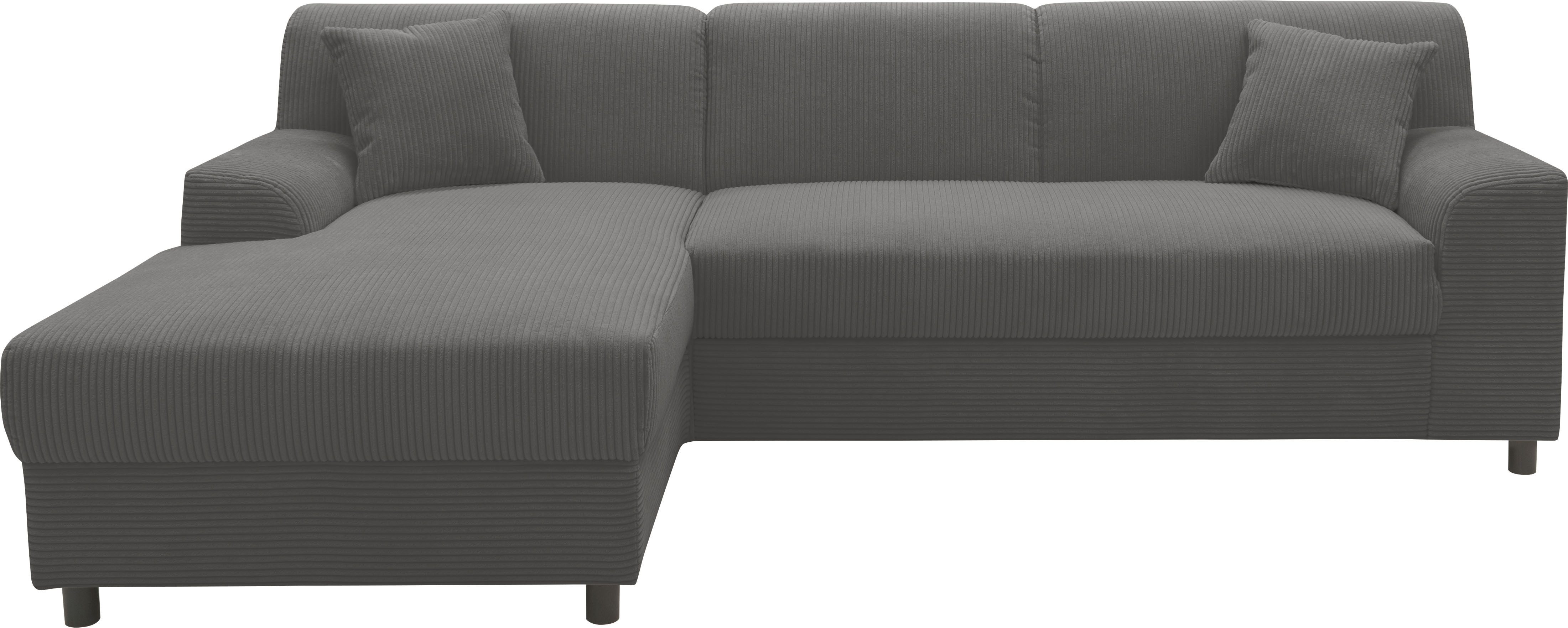 INOSIGN Hoekbank Turah 2, L-vorm, in Cord en waterafstotende microvezel, Vering B/D/H: 241/146/79 cm, incl. sierkussen, optioneel met bedfunctie