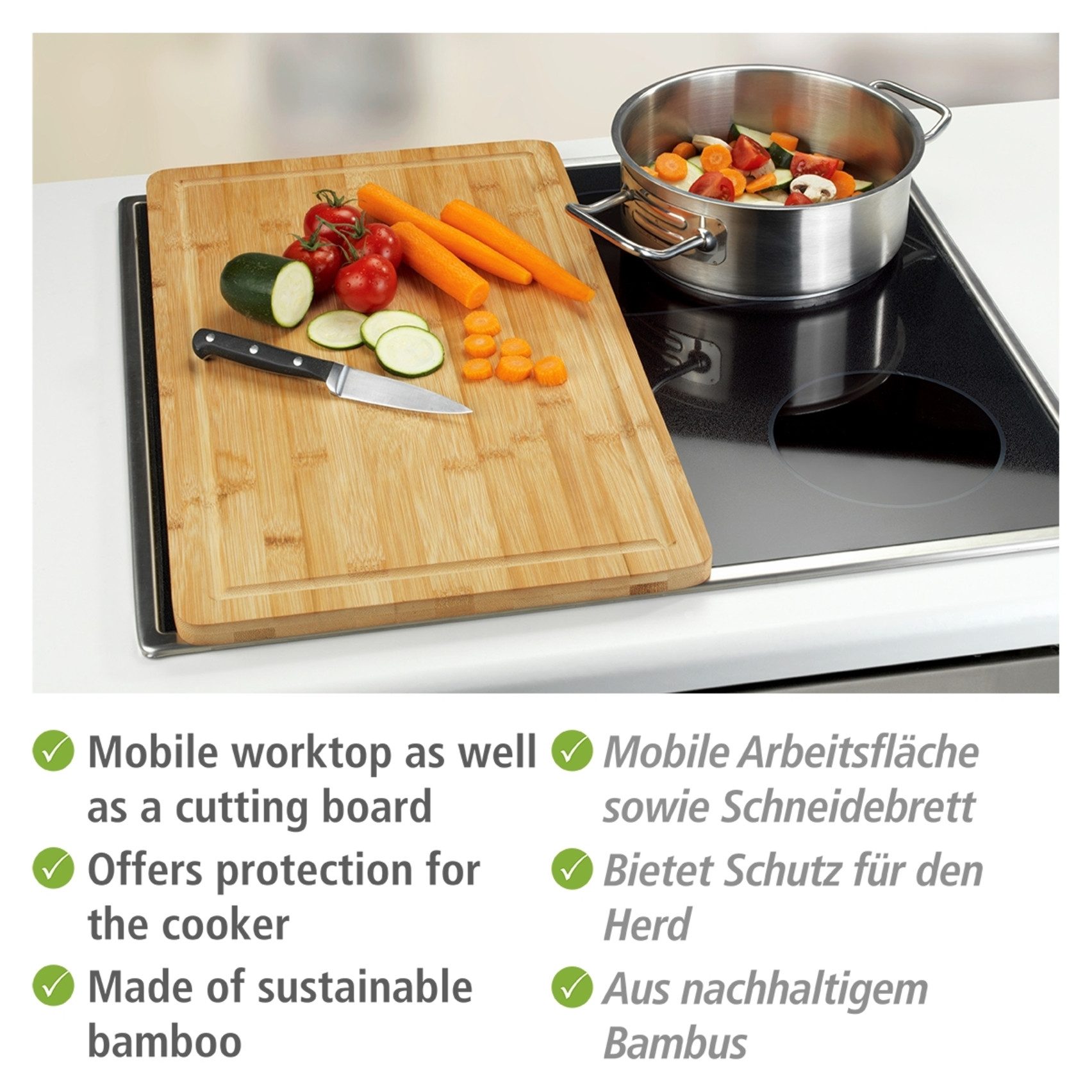 WENKO Kookplaatdeksel Model bamboe