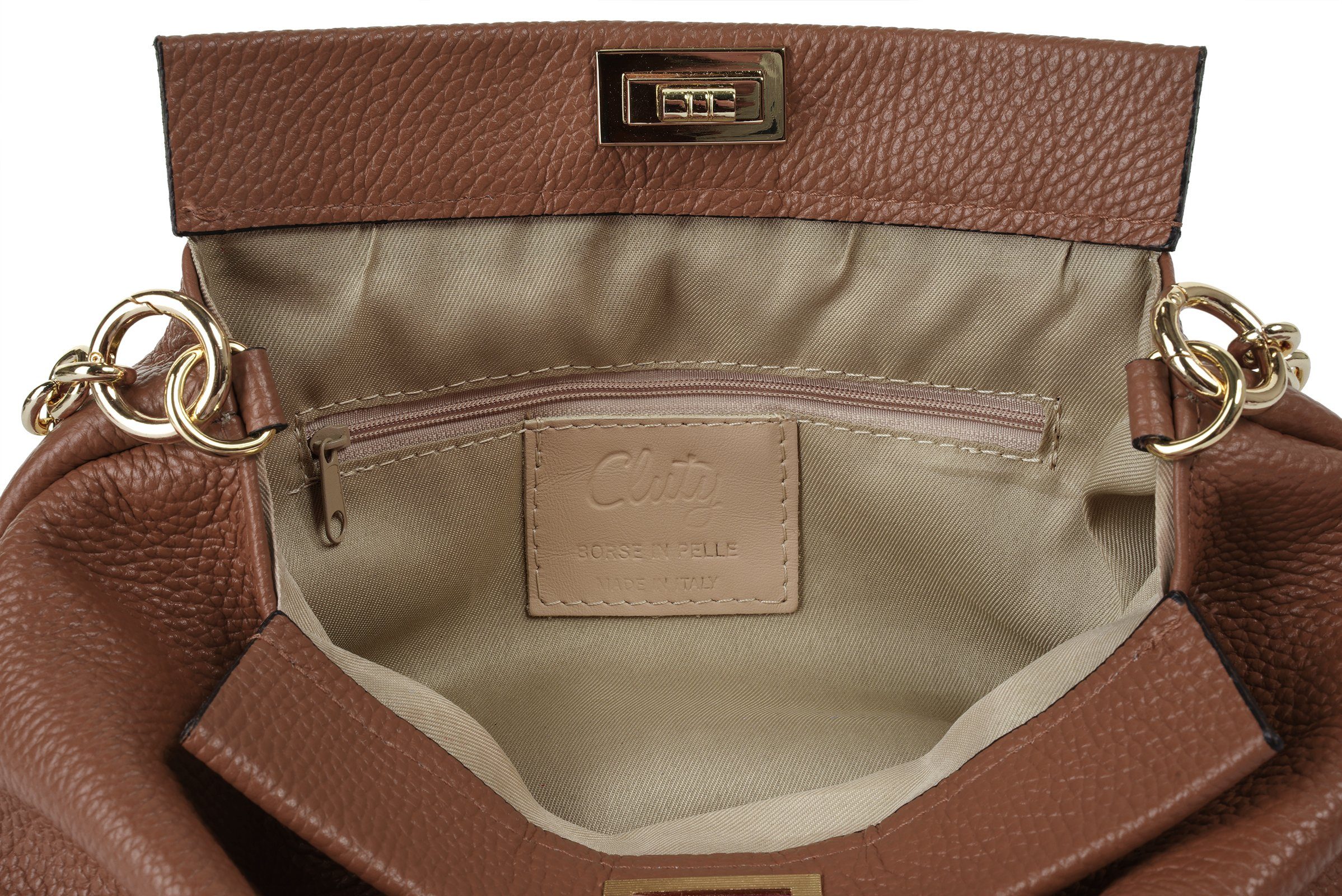 Cluty Schoudertas echt leer, made in italy