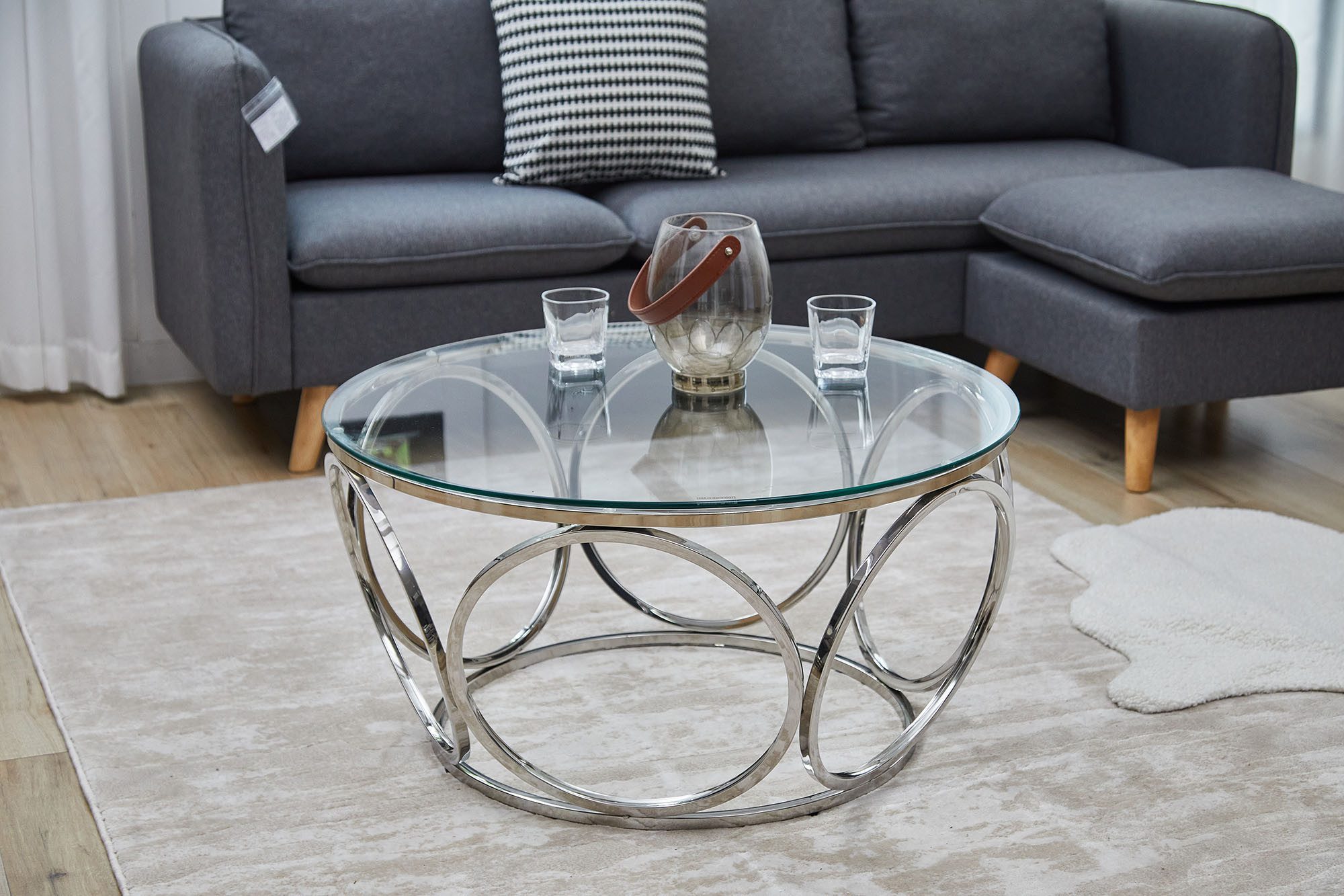 SalesFever Salontafel met designframe van roestvrij staal salontafels zilver(kleur)